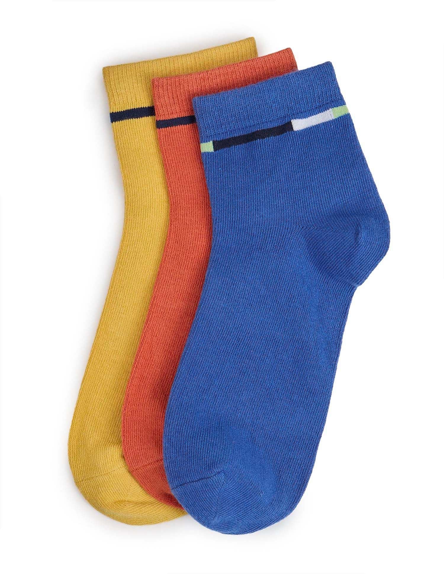 Boys High-Ankle Length KS004 Socks - Pack Of 3 Skydiver/Paprika/Mimosa - U.S. Polo Assn. India | Large