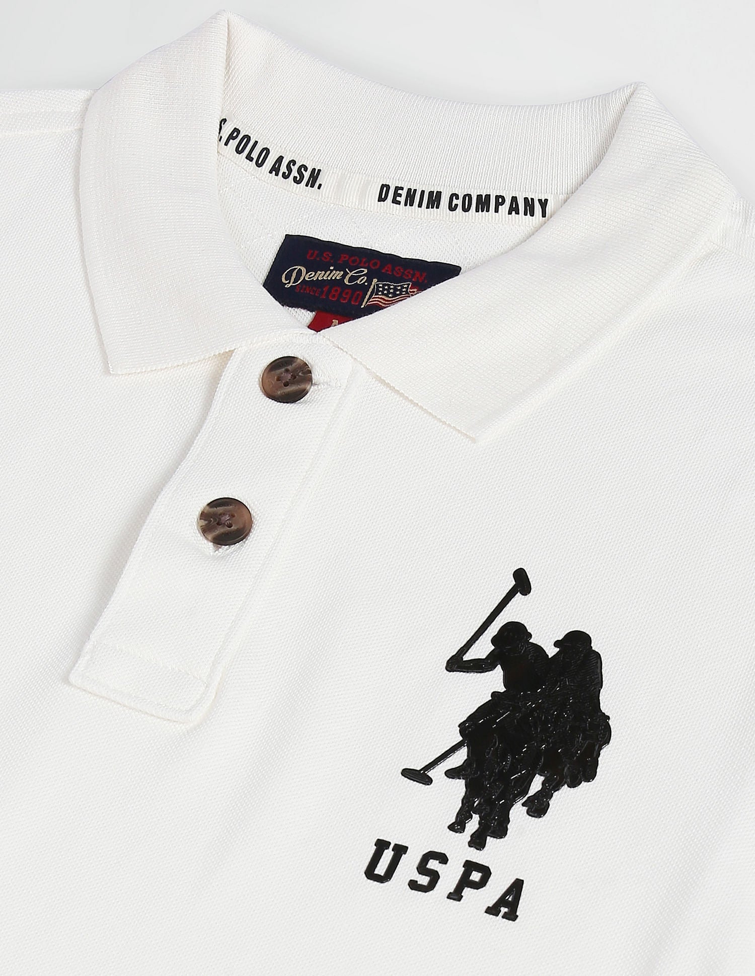 Metallic Logo Polo Shirt White - U.S. Polo Assn. India | Large