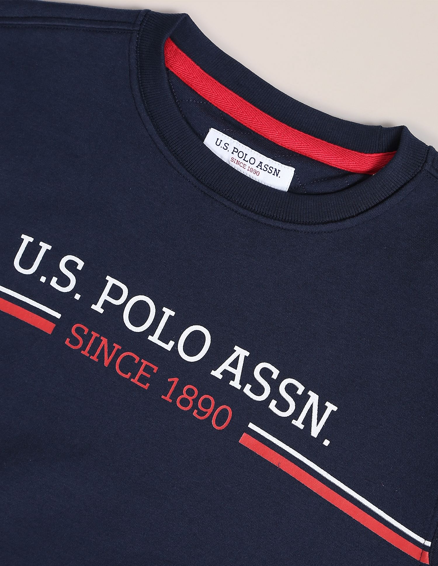 Crew Neck Printed Logo Sweatshirt Navy - U.S. POLO ASSN. | Large