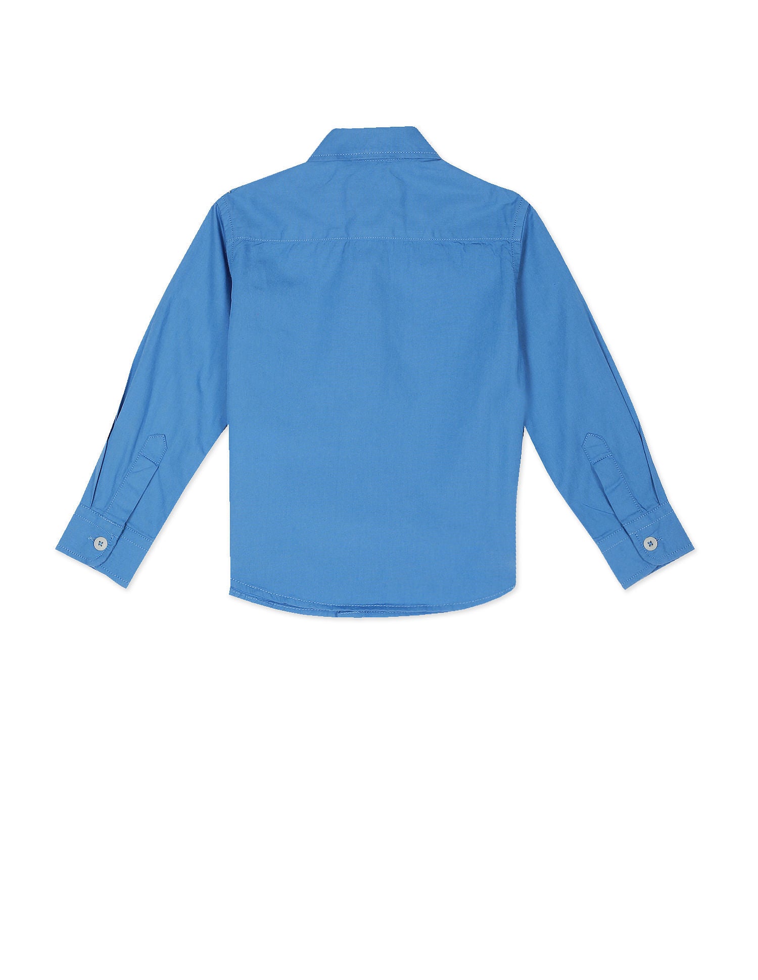 Boys Blue Spread Collar Solid Shirt Blue - U.S. Polo Assn. India | Large