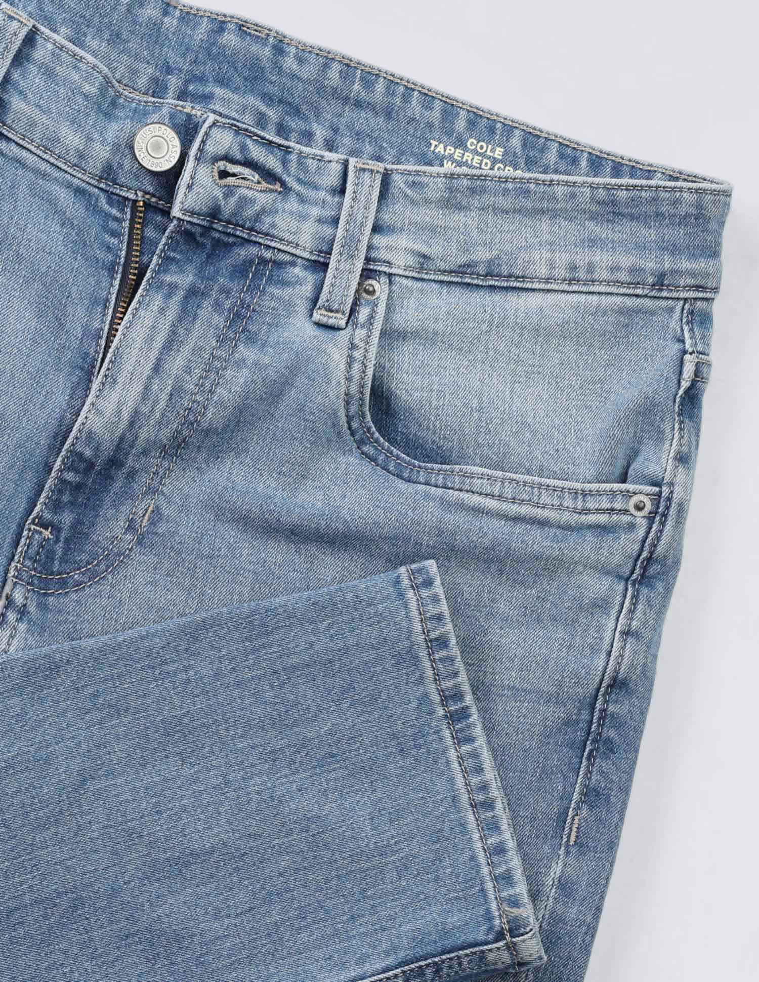 Cole Comfort Cropped Fit Blue Vintage Jeans Light Wash - U.S. Polo Assn. India | Large