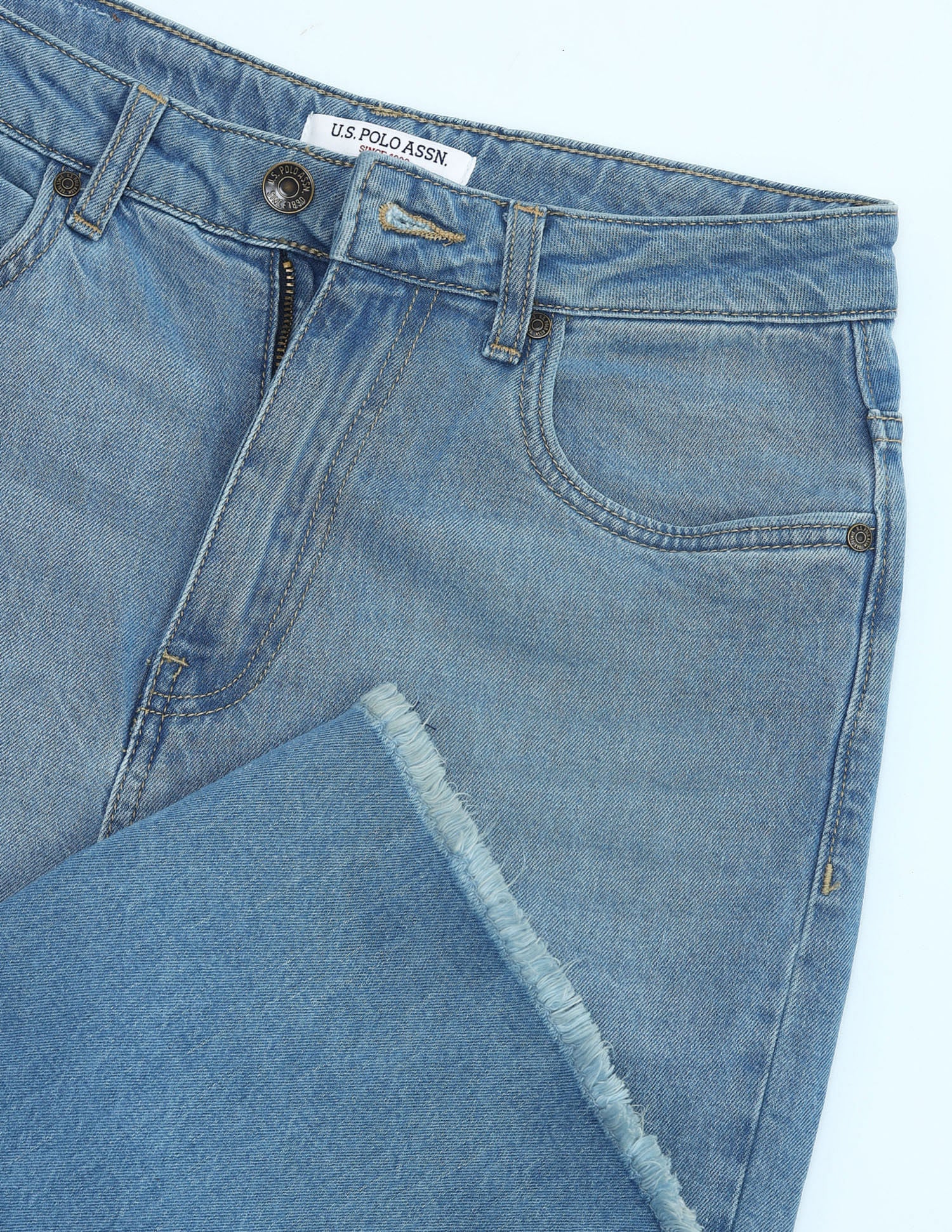 High Rise Straight Fit Jeans Light Blue - U.S. POLO ASSN. | Large