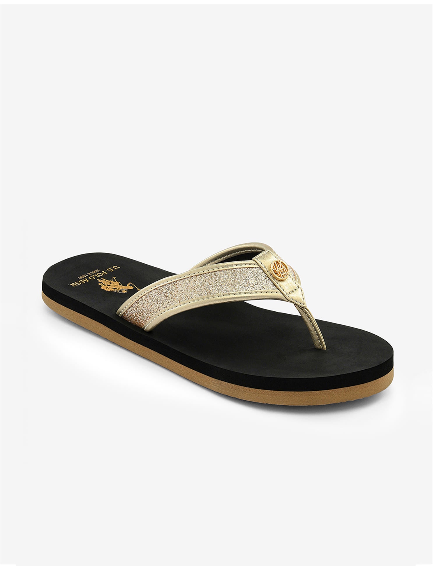 Kirei Glitter Flip Flops Black - U.S. Polo Assn. India | Large