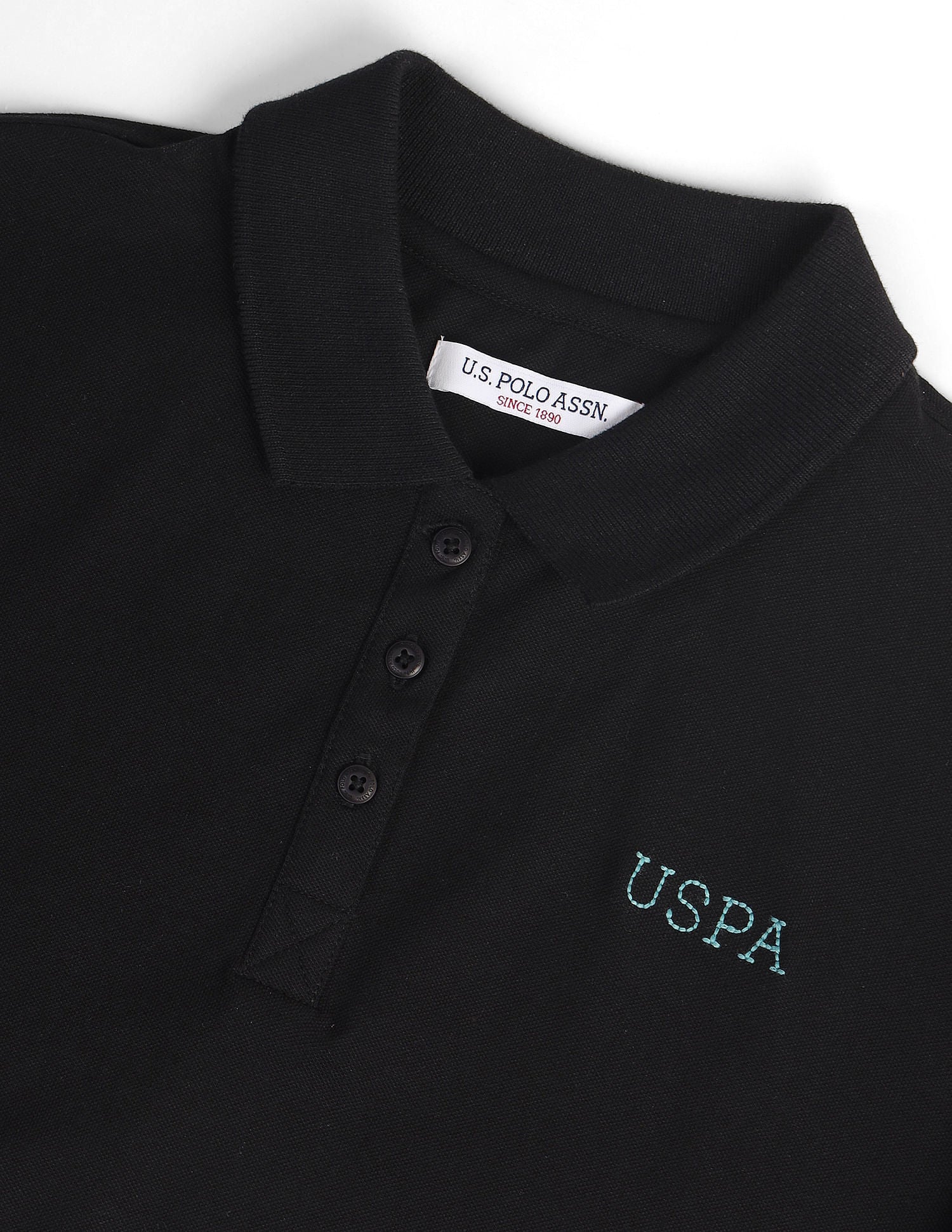 Rice Stitch Logo Polo Shirt Black - U.S. POLO ASSN. | Large