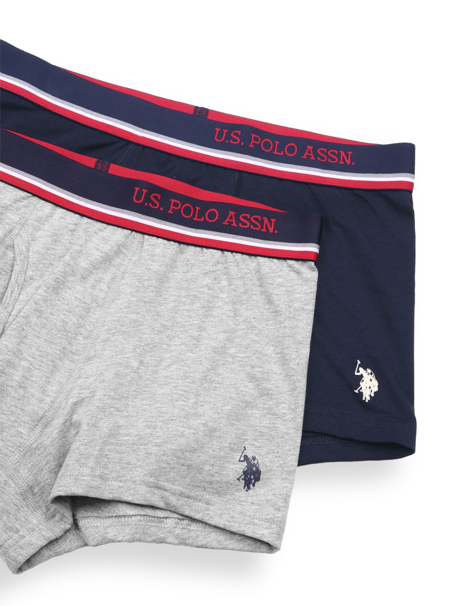 Men's Cotton Trunk - Pack Of 2 Navy, Grey Melange - U.S. Polo Assn. India | Large