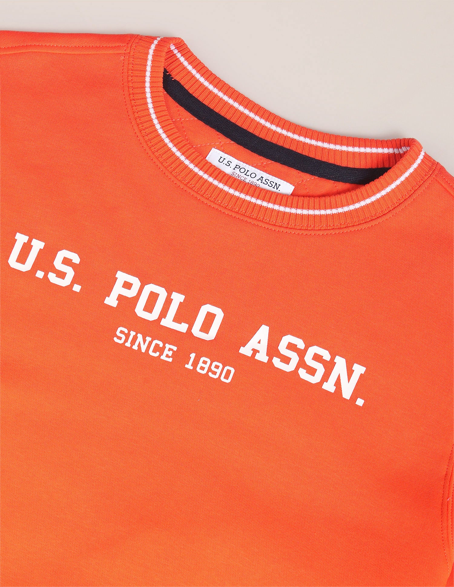 Crew Neck Brand Print Sweatshirt Orange - U.S. Polo Assn. India | Large