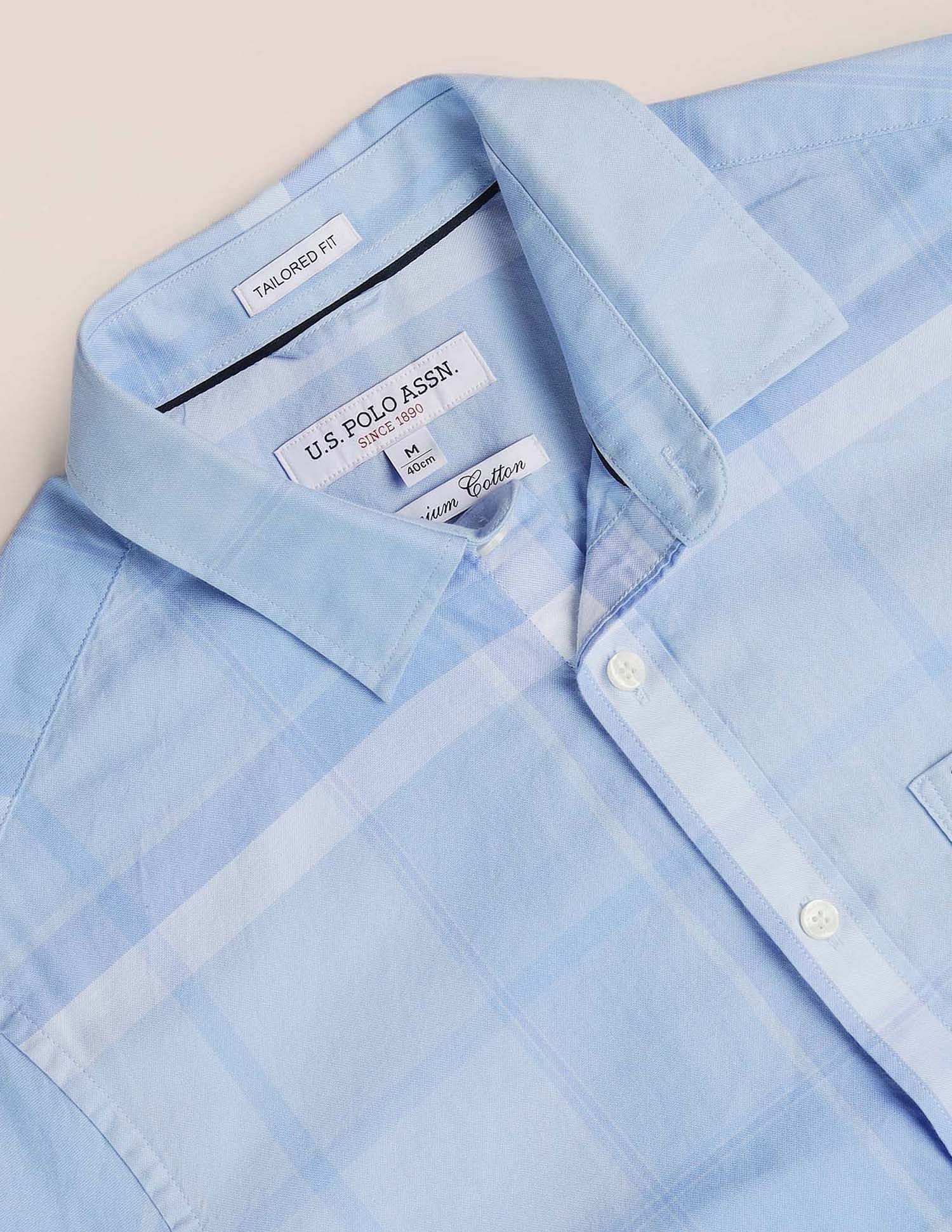Spread Collar Dobby Shirt Blue - U.S. Polo Assn. India | Large