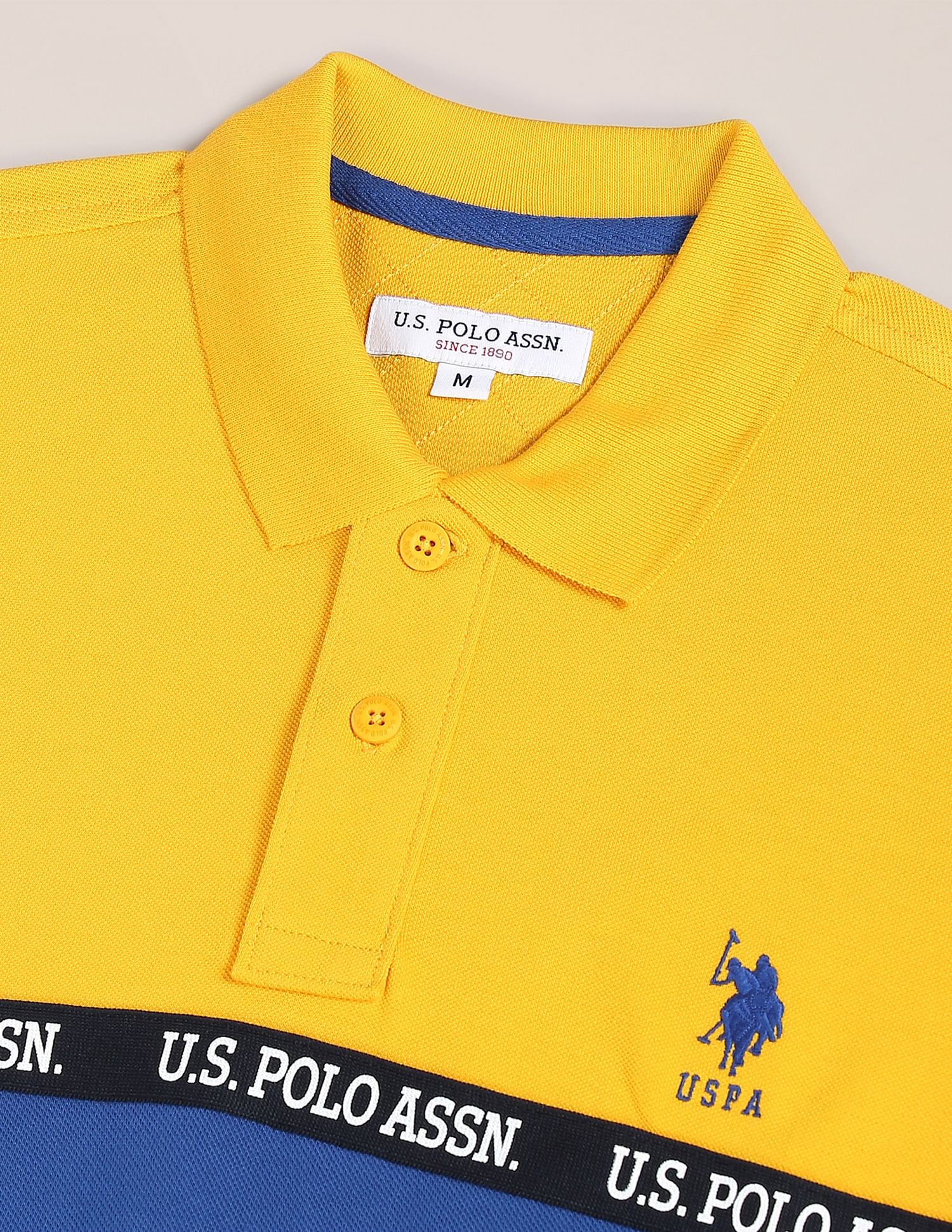 Logo Tape Polo Shirt Chrome Yellow and Blue - U.S. Polo Assn. India | Large