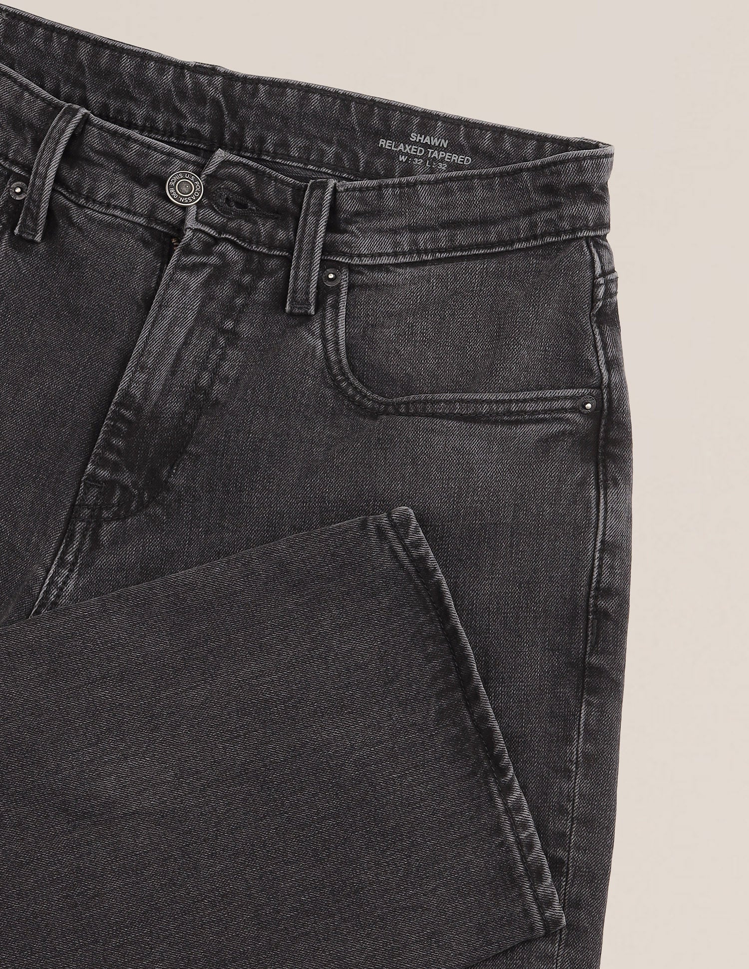 Shawn Relaxed Fit Black Jeans Washed Black - U.S. Polo Assn. India | Large