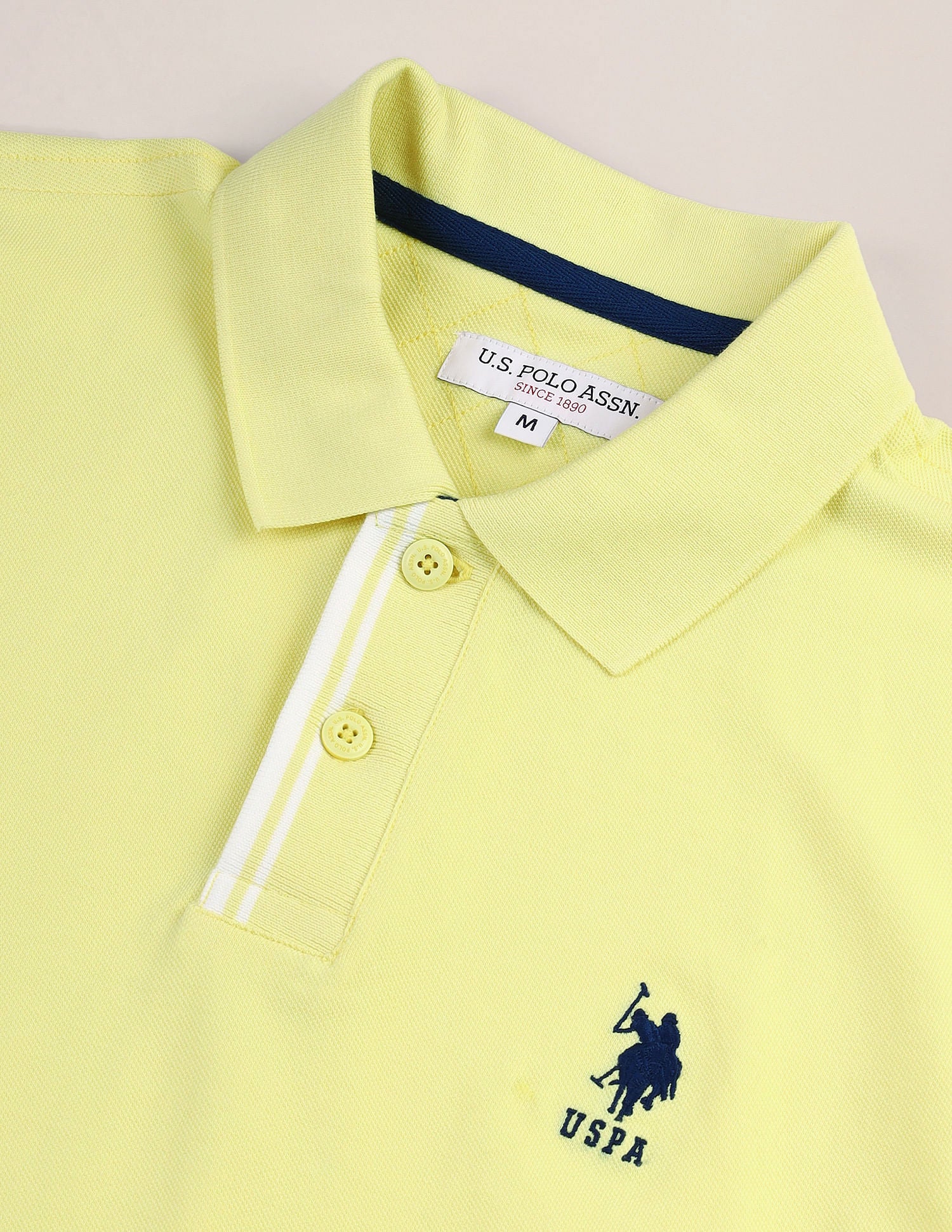 Tipped Placket Slim Polo Shirt Yellow - U.S. Polo Assn. India | Large