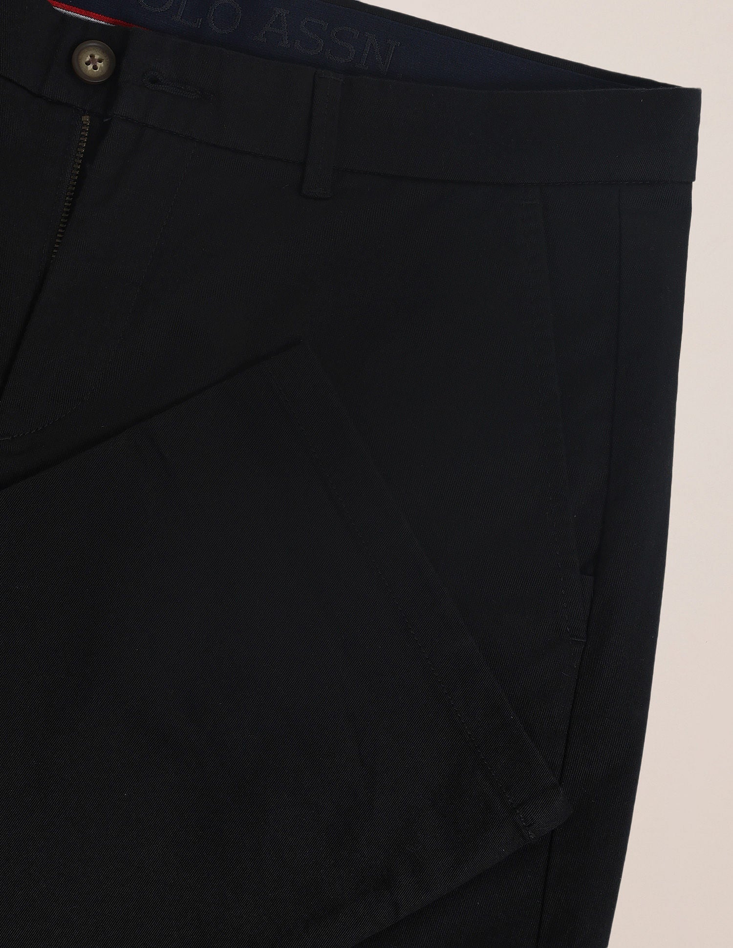 Riley Straight Fit Solid Trousers Black - U.S. POLO ASSN. | Large