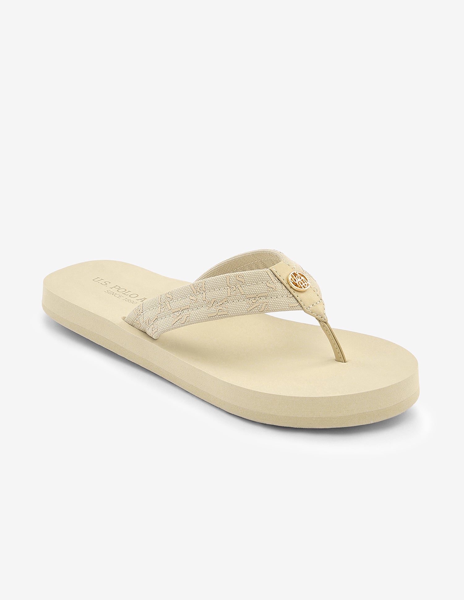 Brand Printed Rin Flip Flops Cream - U.S. Polo Assn. India | Large