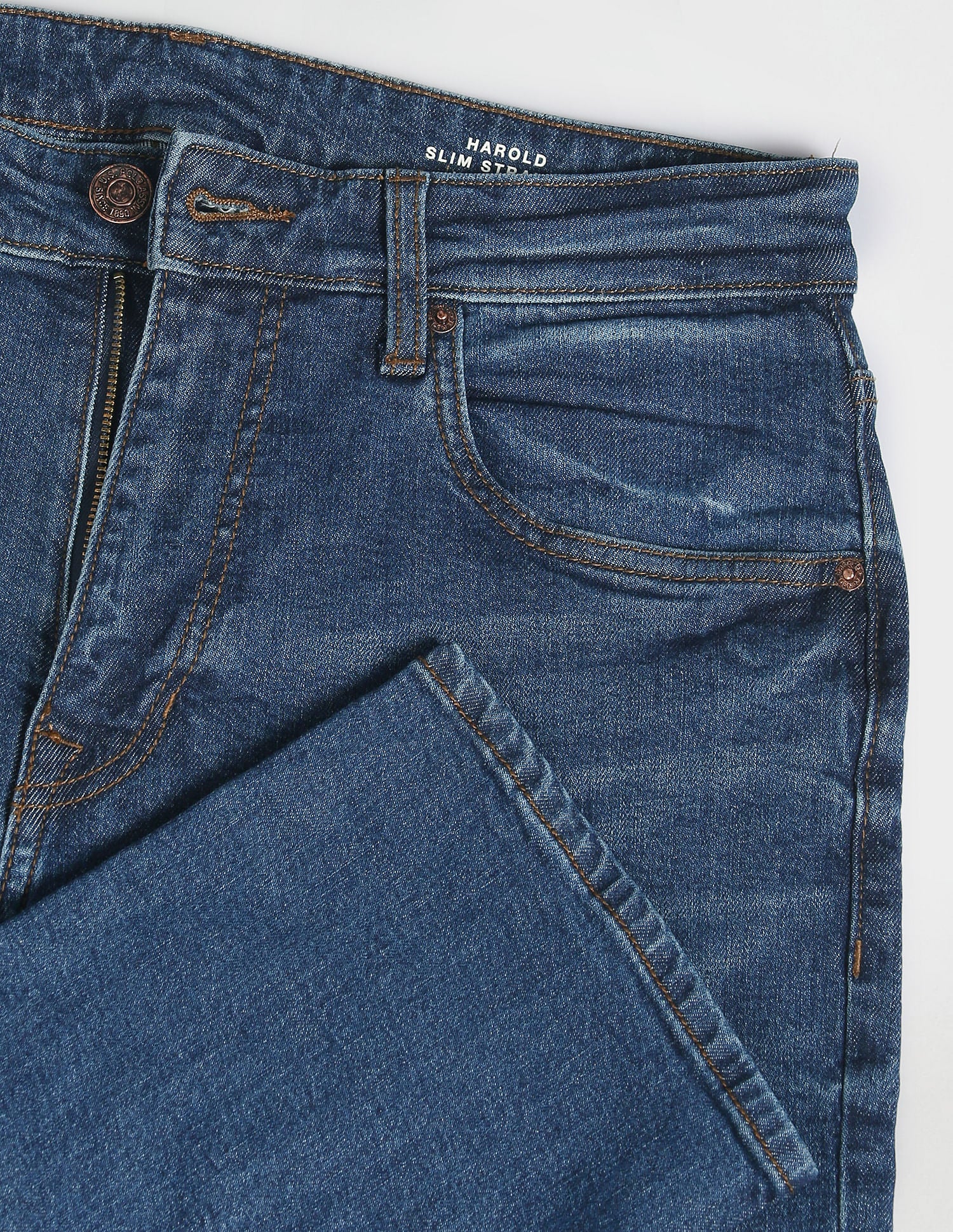 Harold Slim Straight Fit Blue Jeans Blue - U.S. Polo Assn. India | Large