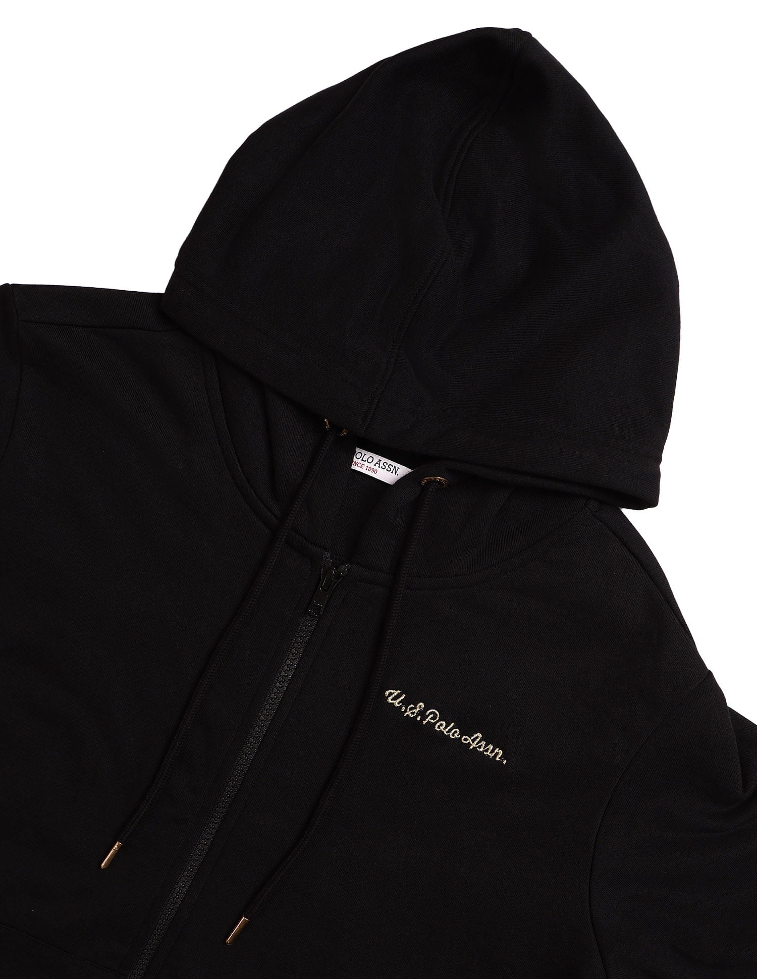 Solid Regular Fit Hooded Sweater Black - U.S. POLO ASSN. | Large