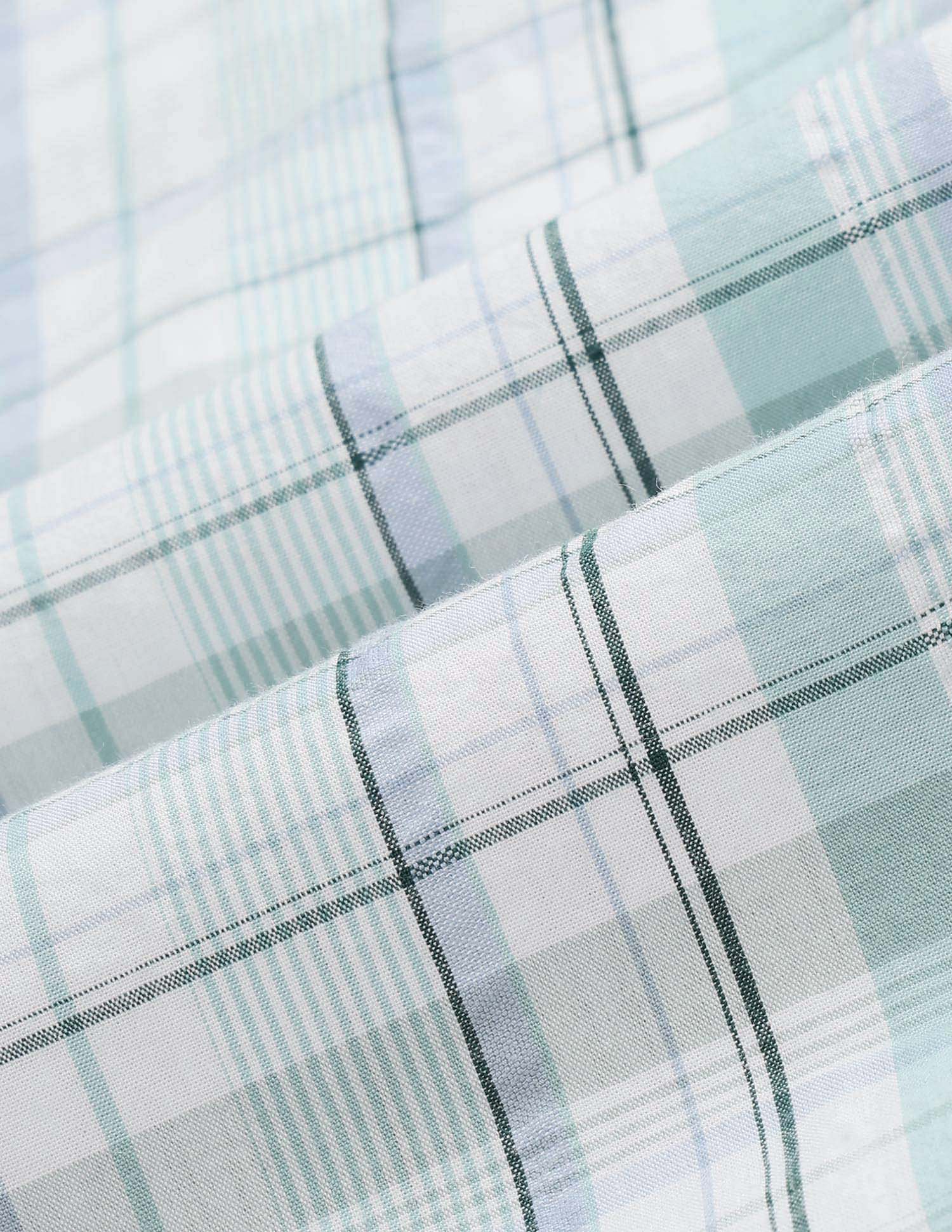 Tartan Checked Seersucker Shirt Light Green - U.S. Polo Assn. India | Large