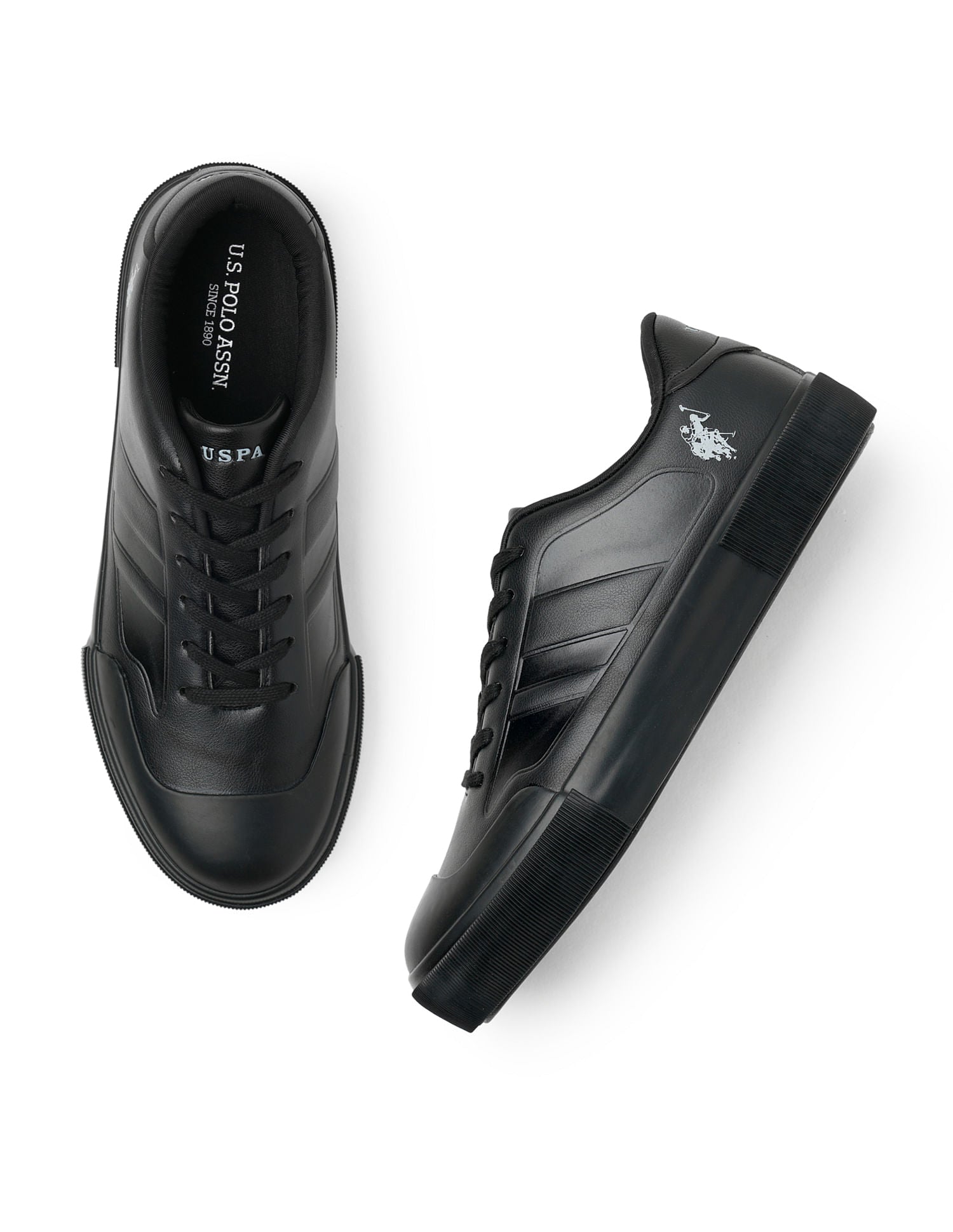 Men Solid Levi Sneakers Black - U.S. Polo Assn. India | Large