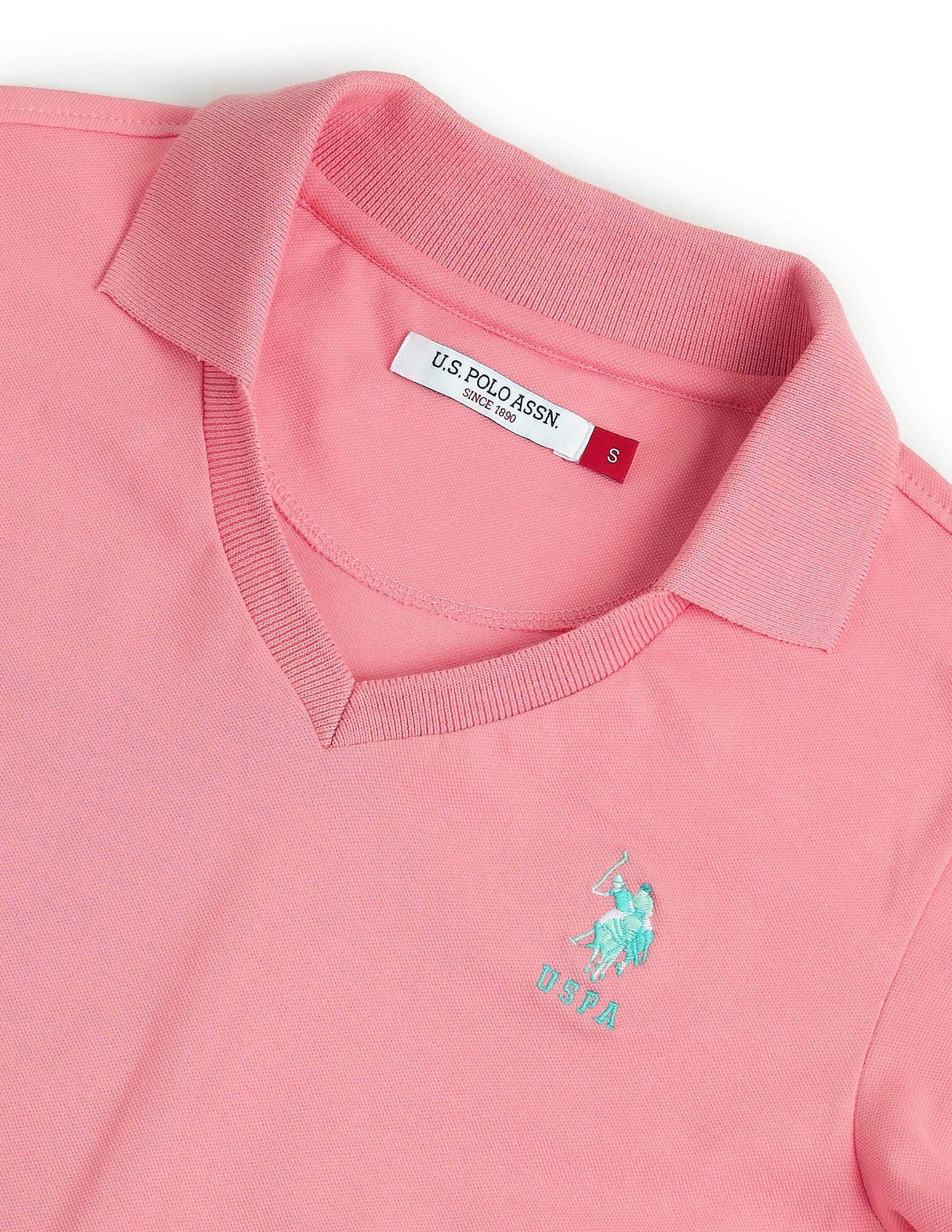 Open Placket Solid Polo Shirt Pink - U.S. POLO ASSN. | Large
