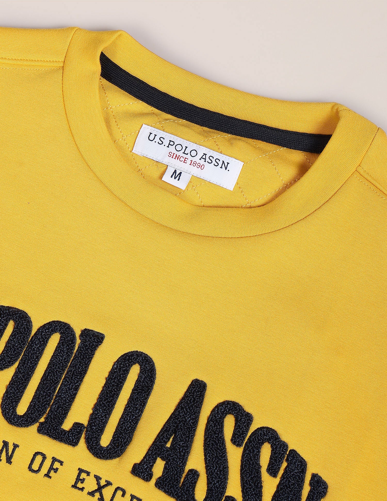 Crew Neck Appliqued Sweatshirt Yellow - U.S. POLO ASSN. | Large