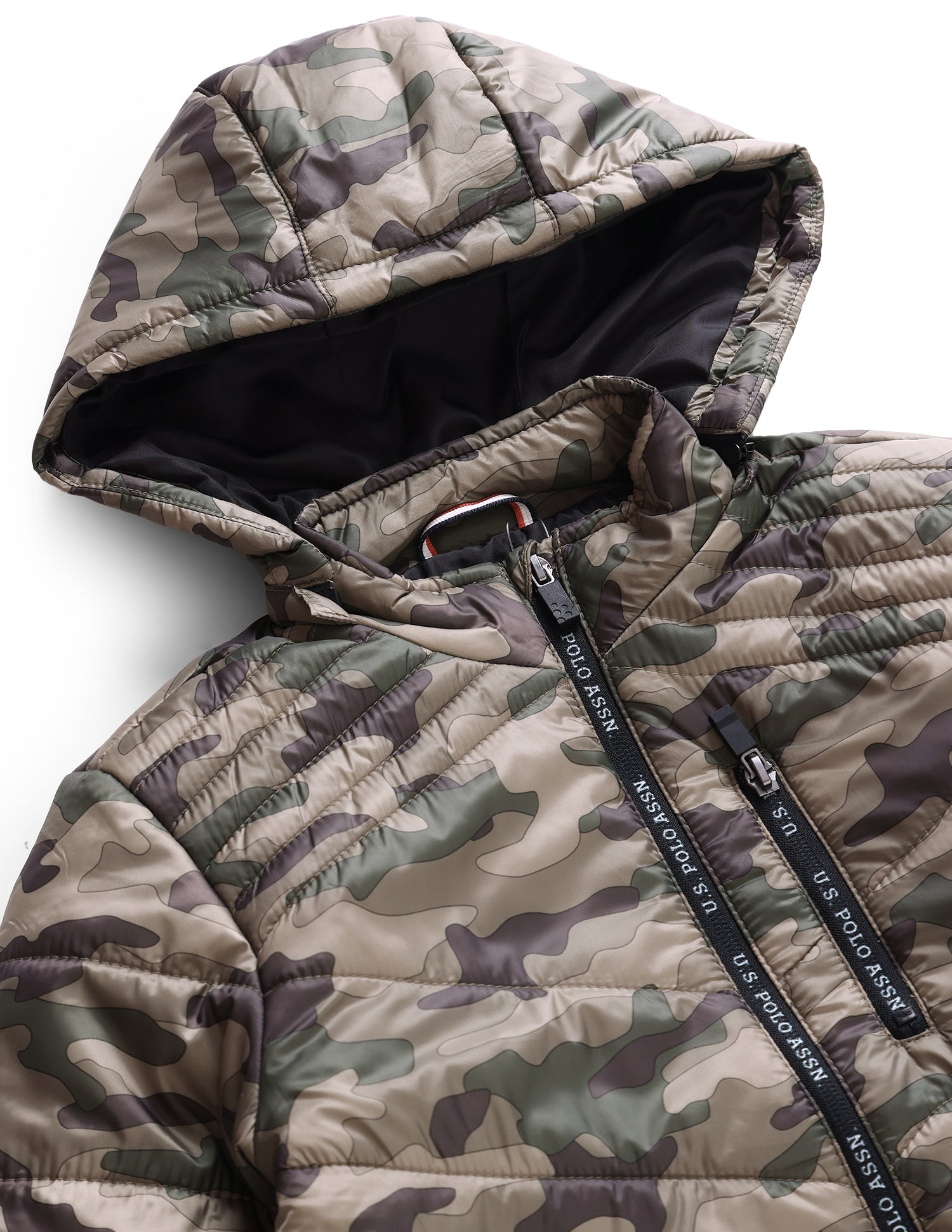 Detachable Hood Camouflage Padded Jacket Olive - U.S. POLO ASSN. | Large