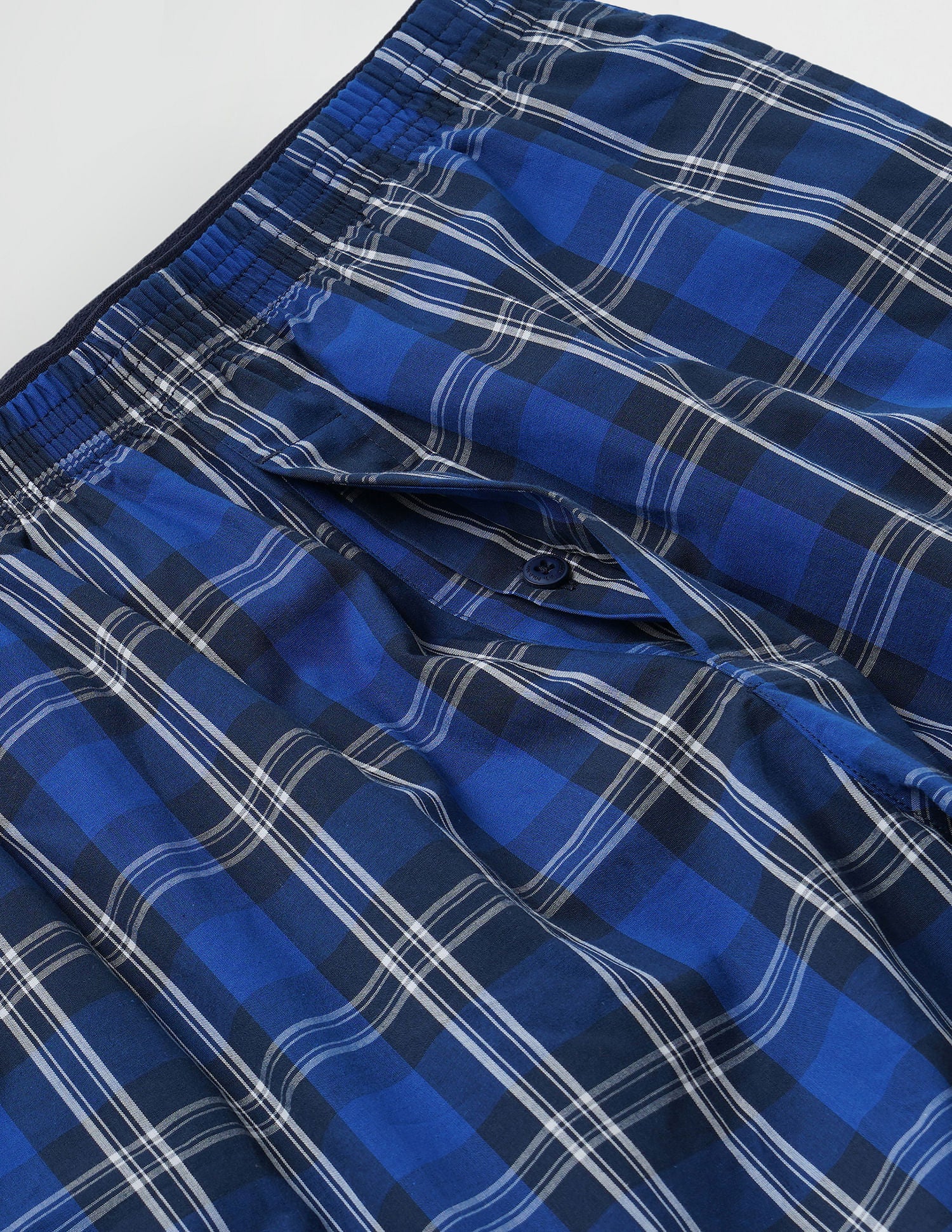 Checkered Cotton Twill EX002 Boxers - Pack Of 1 Navy, True Blue and White - U.S. POLO ASSN. | Large