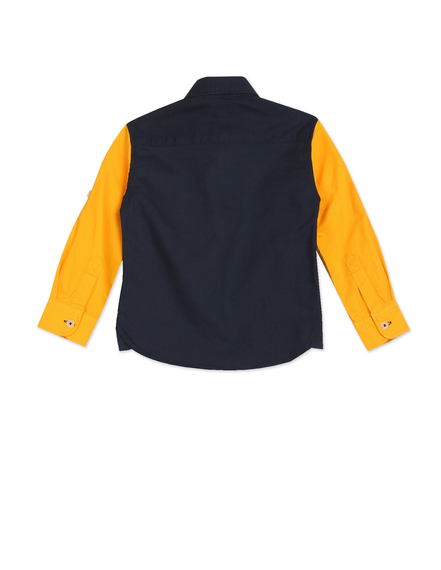 Rounded Cuff Colour Block Shirt Navy, Yellow and Dark Green - U.S. POLO ASSN. | Large