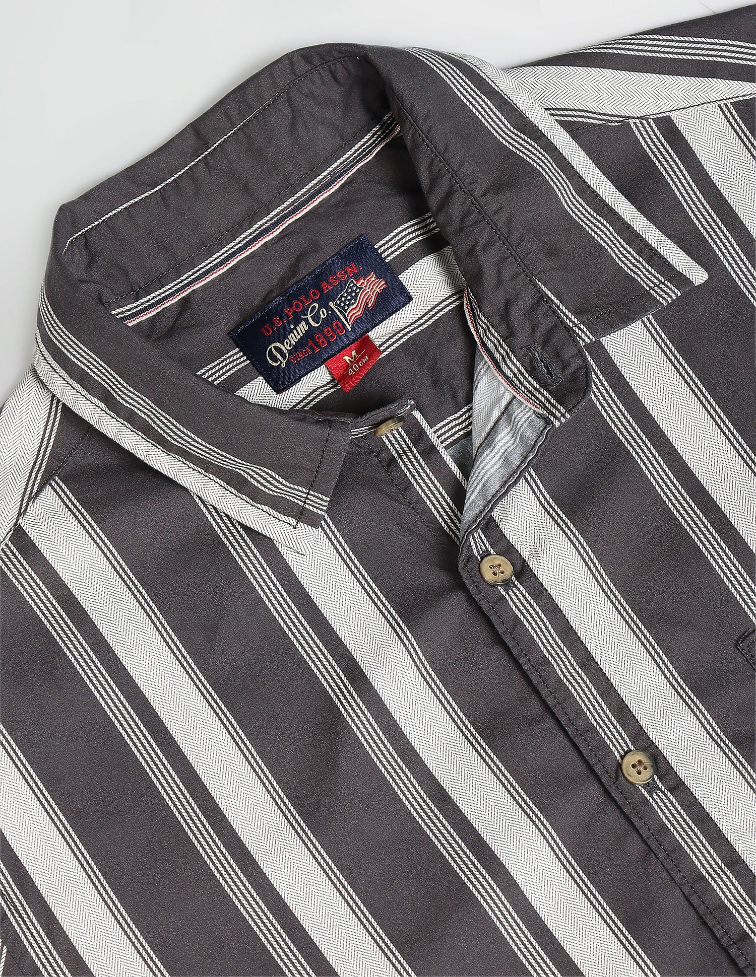 Vertical Stripe Cotton Shirt Grey - U.S. POLO ASSN. | Large