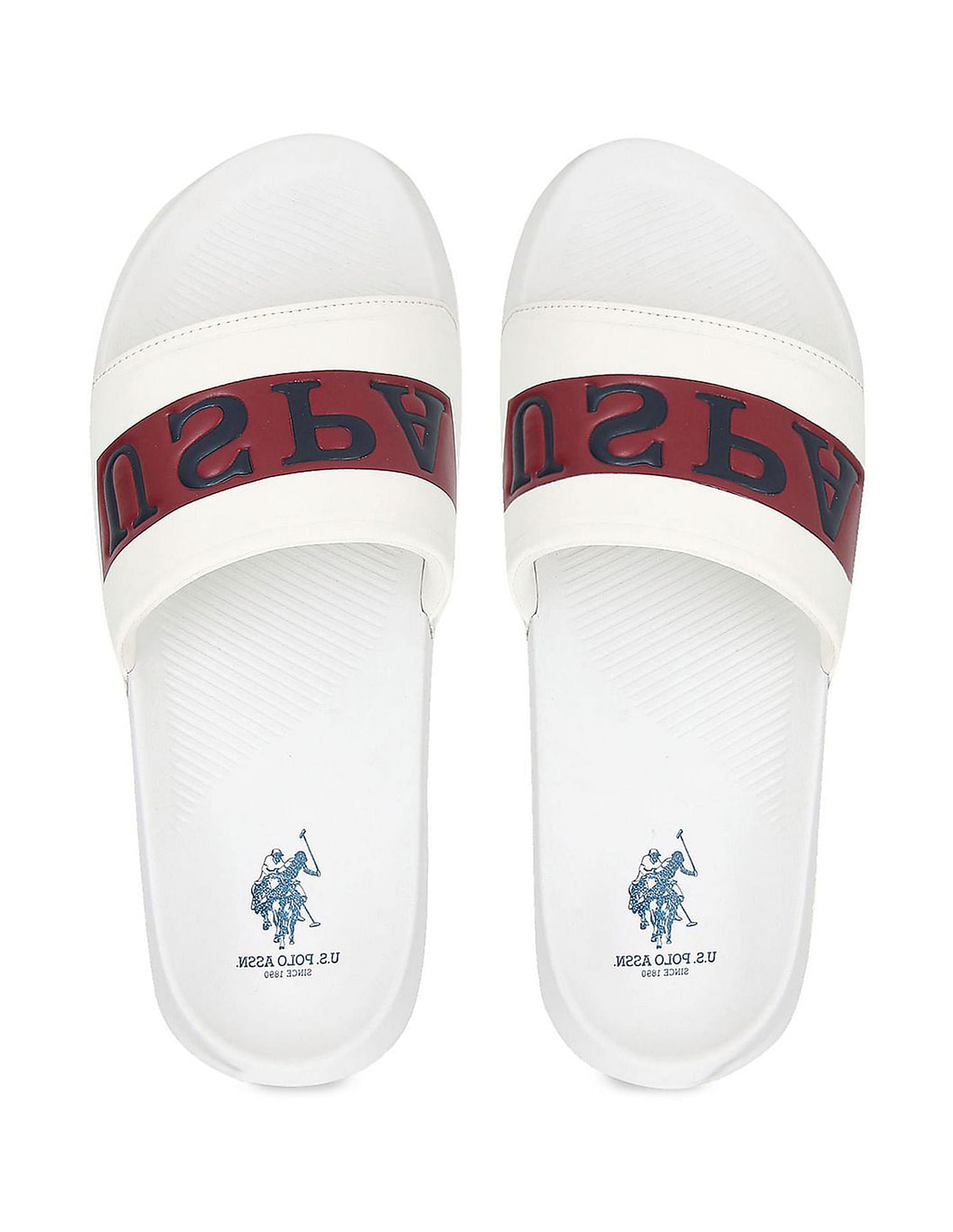 Men Brand Print Harvey 6.0 Slides White - U.S. Polo Assn. India | Large