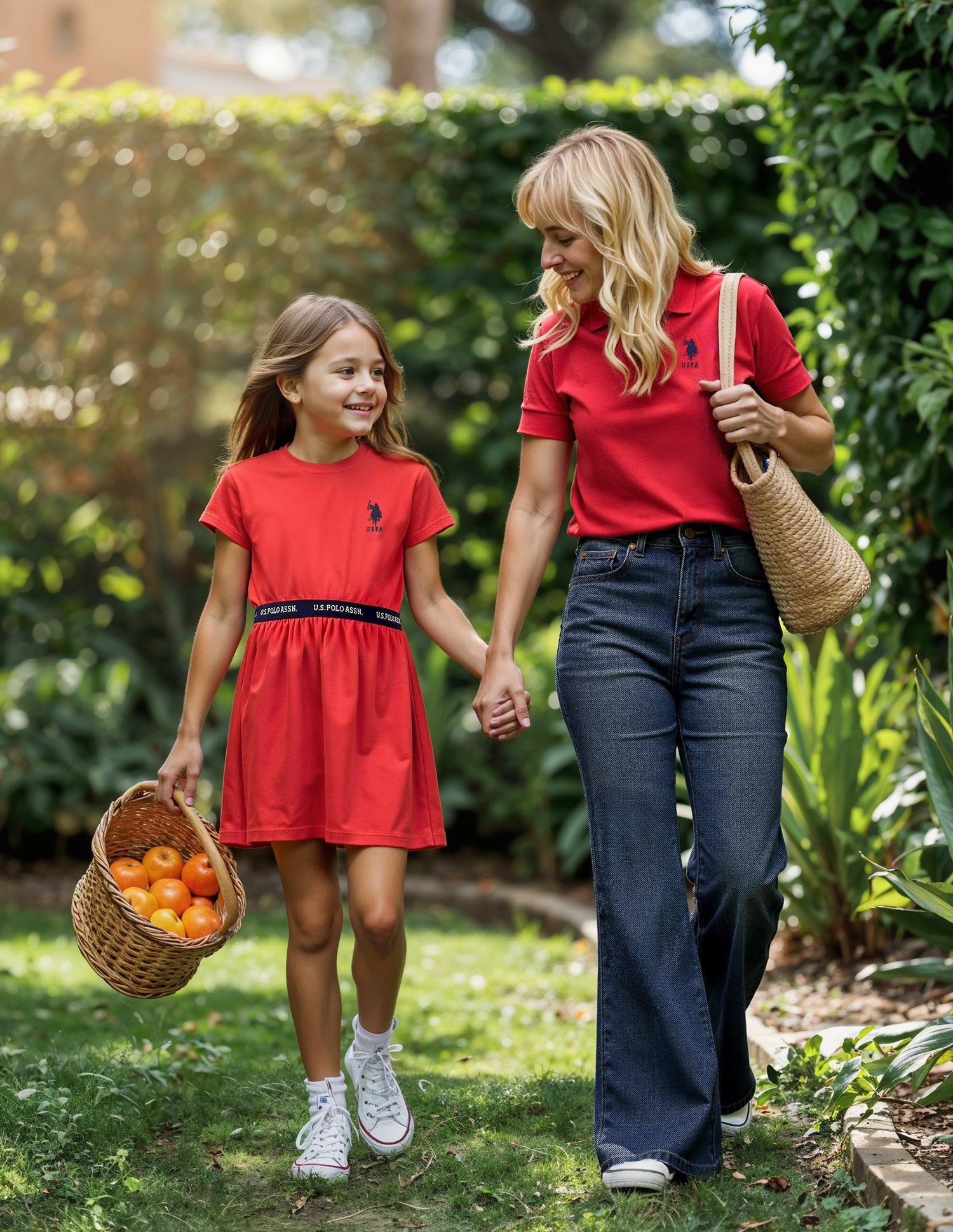 Girls Solid Fit And Flare Dress Red - U.S. POLO ASSN. | Large