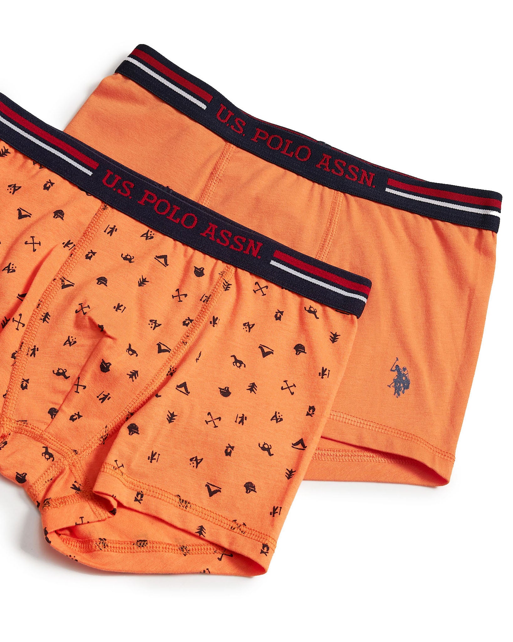 Mid Rise Cotton Spandex EKT02 Trunks - Pack Of 2 Orange - U.S. POLO ASSN. | Large