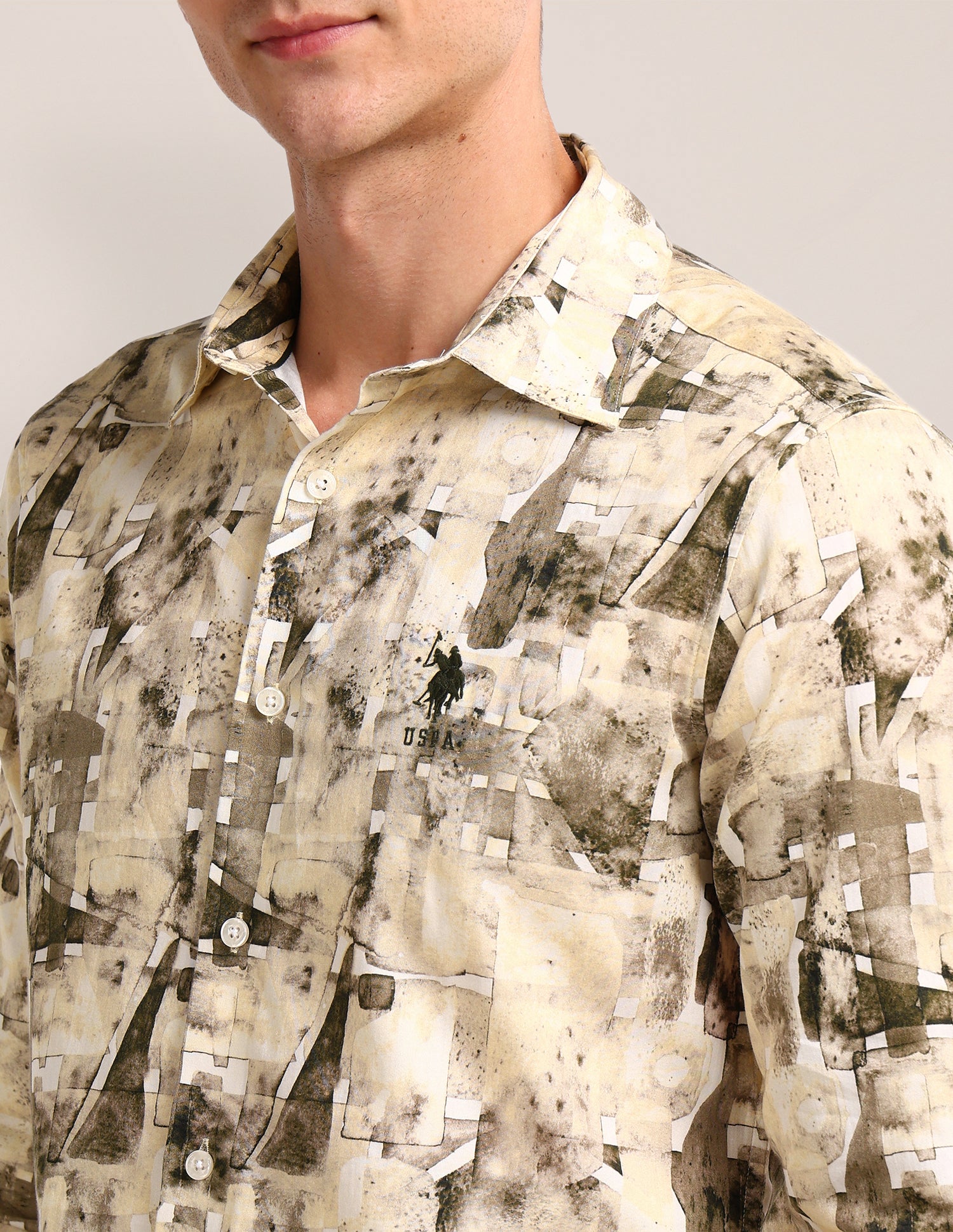 Abstract Regular Fit Shirt Beige - U.S. POLO ASSN. | Large