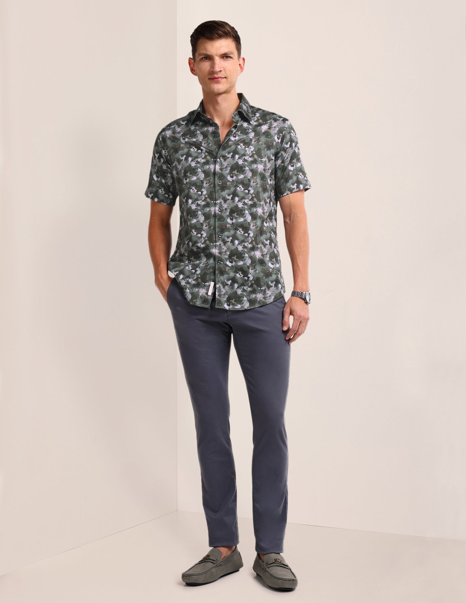 All-over Regular Fit Shirt Olive - U.S. Polo Assn. India | Large