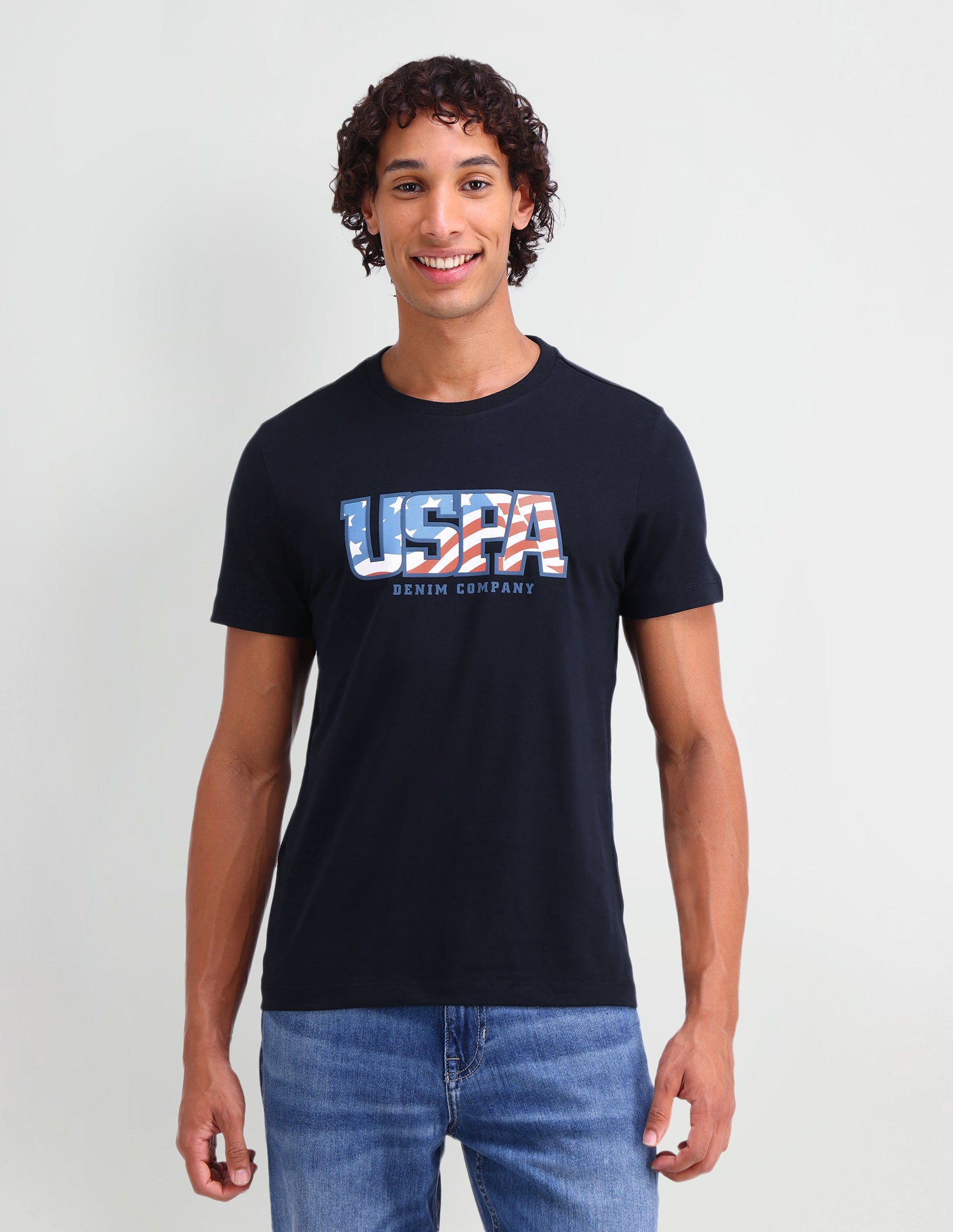Brand Printed Muscle Fit T-Shirt Navy - U.S. Polo Assn. India | Large