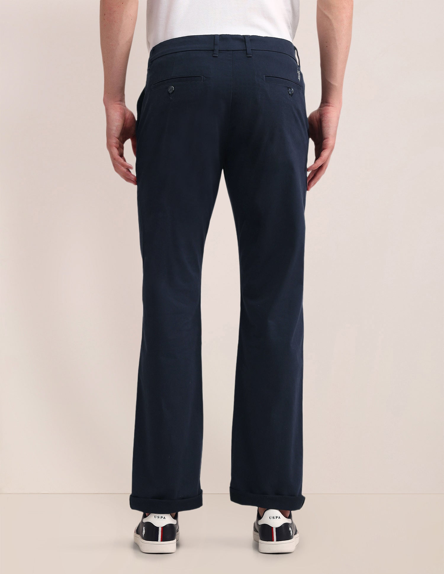 Riley Straight Fit Twill Trousers Navy - U.S. Polo Assn. India | Large