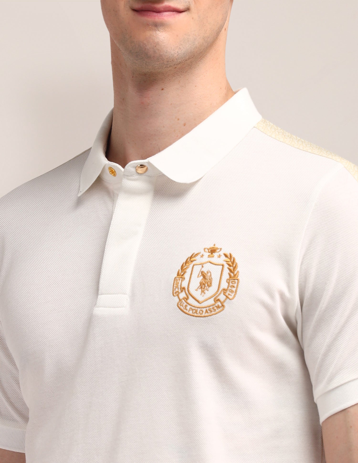 Solid Slim Fit Polo Shirt Off White - U.S. POLO ASSN. | Large
