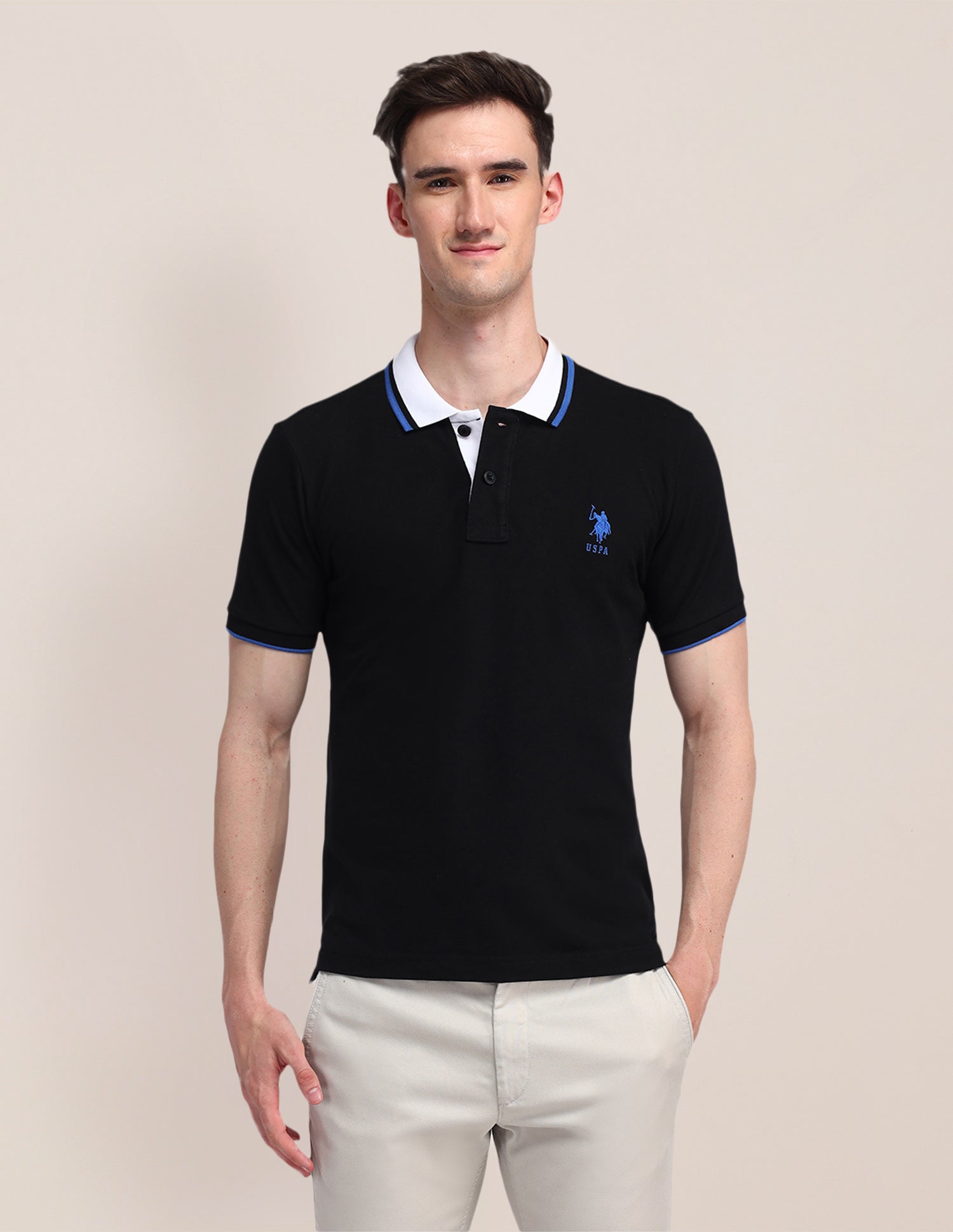 Solid Slim Fit Polo Shirt Black - U.S. Polo Assn. India | Large