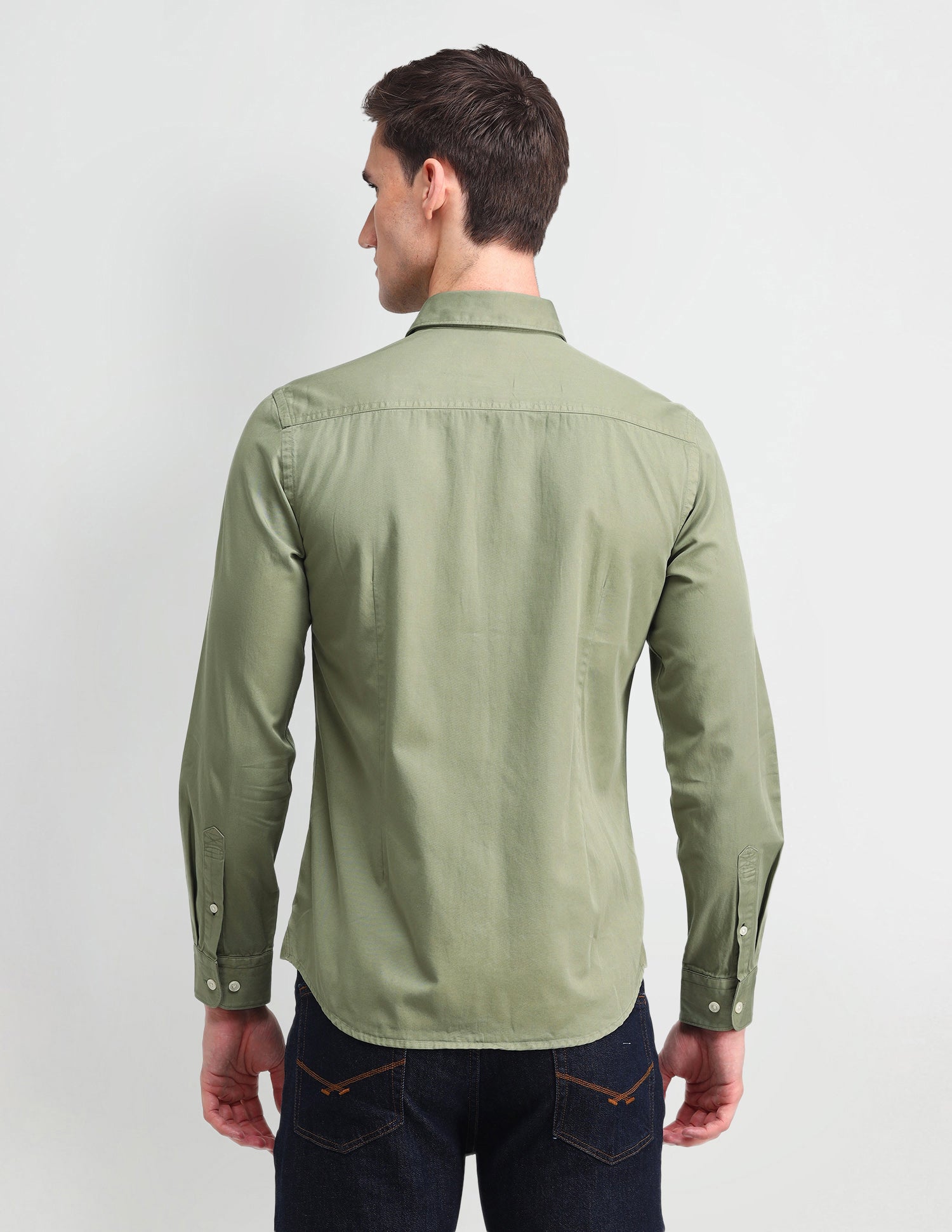 Slim Fit Cotton Shirt Green - U.S. POLO ASSN. | Large