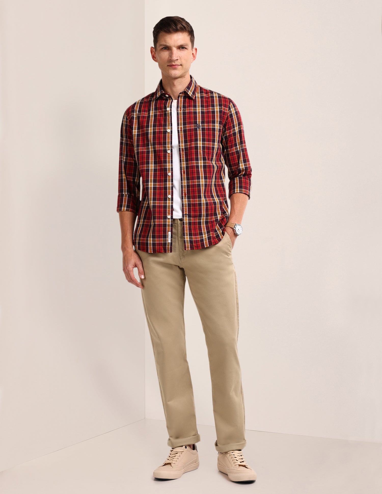 Riley Straight Fit Twill Trousers Khaki - U.S. POLO ASSN. | Large