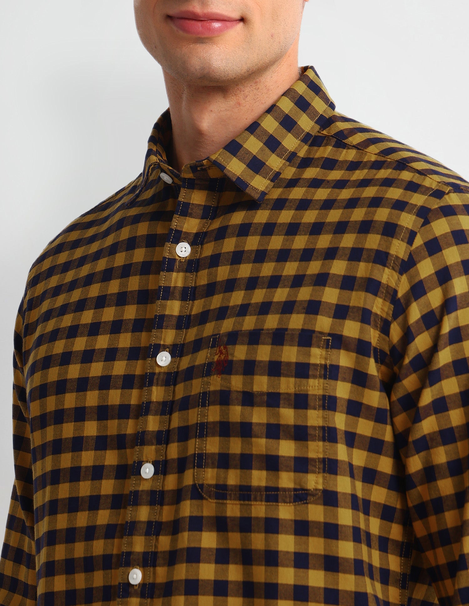 Buffalo Checked Slim Fit Shirt Mustard - U.S. Polo Assn. India | Large
