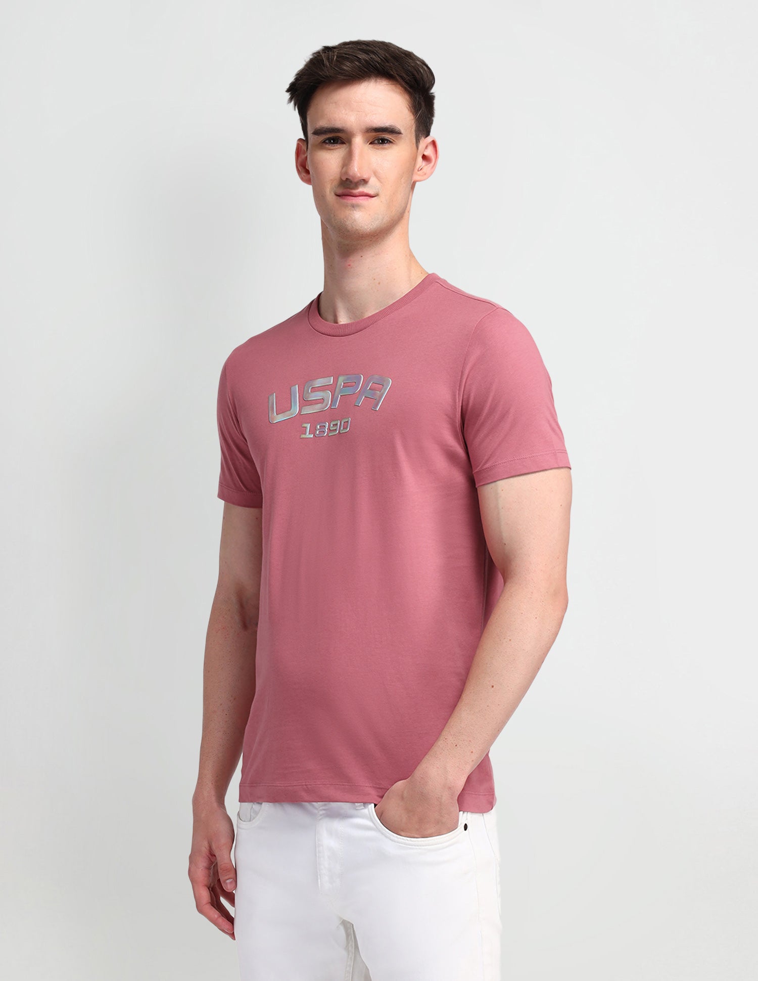 Brand Printed Muscle Fit T-Shirt Mauve Glow - U.S. Polo Assn. India | Large
