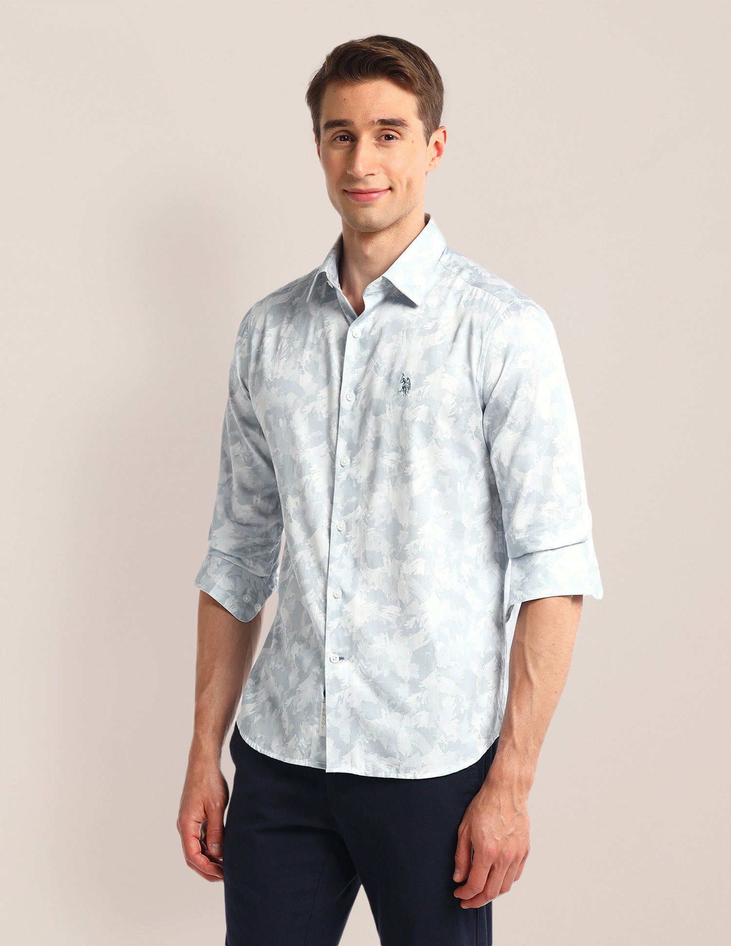 Abstract Regular Fit Shirt Light-Blue - U.S. POLO ASSN. | Large