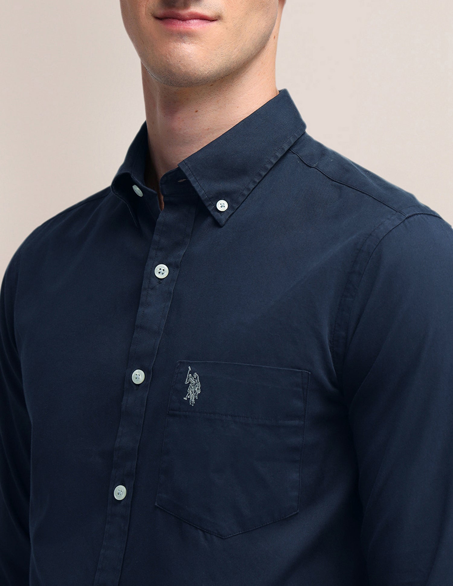 Tailored Fit Cotton Shirt Navy - U.S. POLO ASSN. | Large