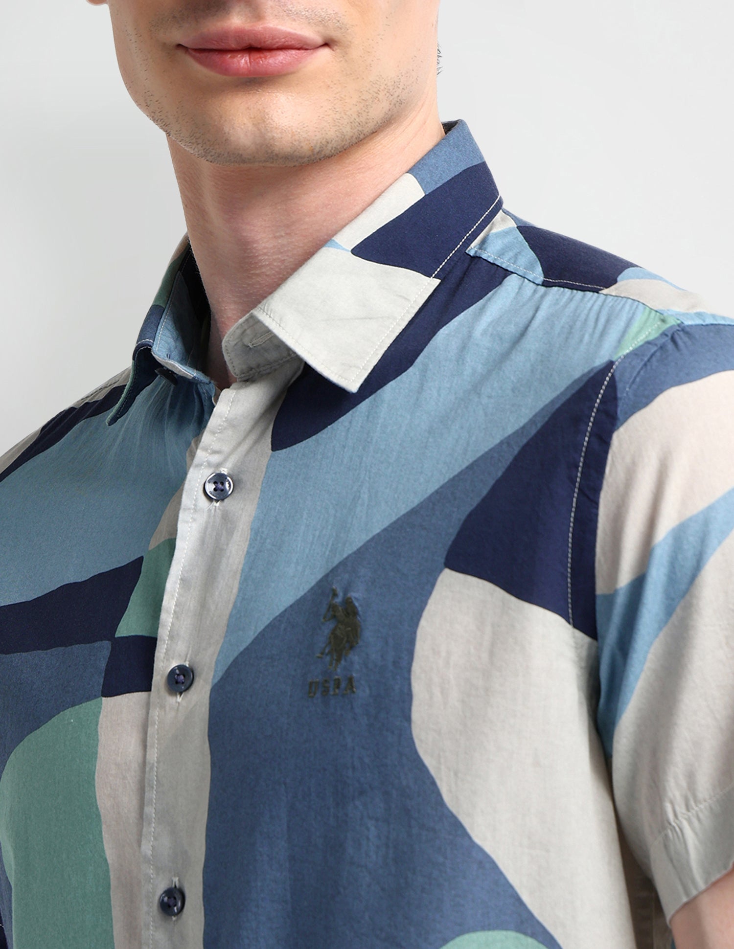 Abstract Slim Fit Shirt Blue - U.S. POLO ASSN. | Large