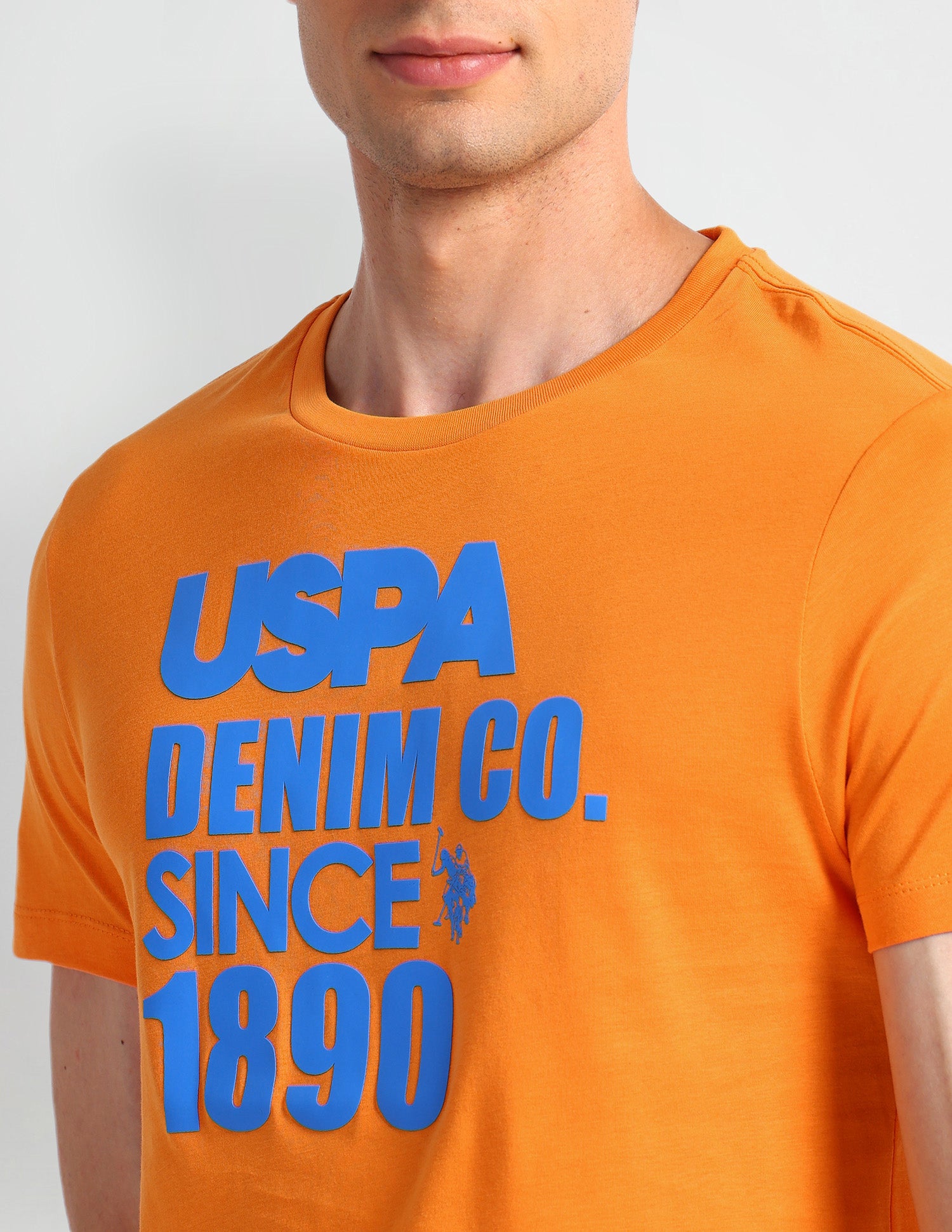 Typography Printed Muscle Fit T-Shirt Orange - U.S. Polo Assn. India | Large