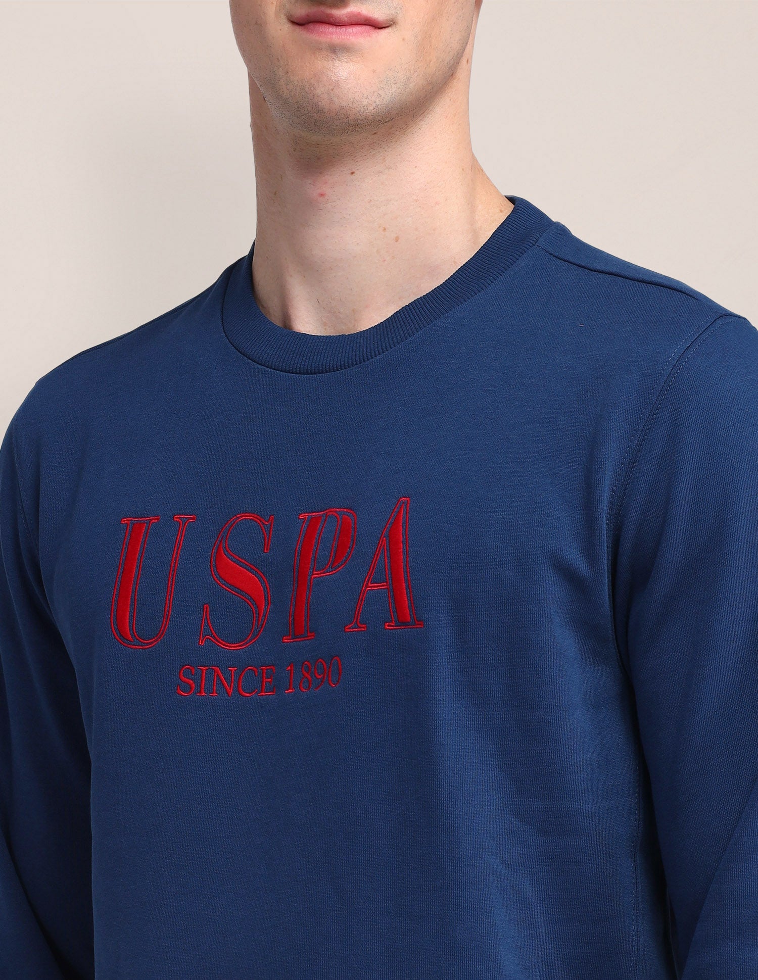 Crew Neck Brand Printed Sweatshirt Teal - U.S. Polo Assn. India | Large