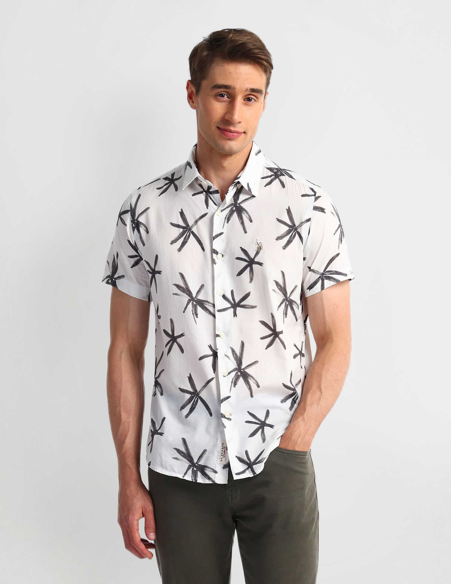 Abstract Slim Fit Shirt White - U.S. Polo Assn. India | Large