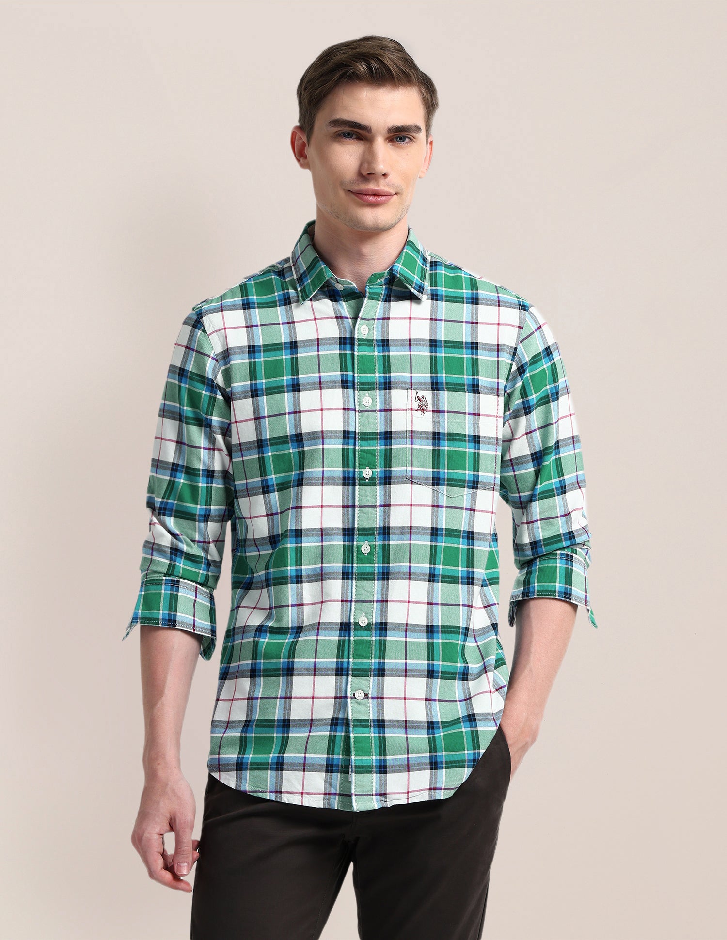Plaid Checked Regular Fit Shirt Green - U.S. Polo Assn. India | Large