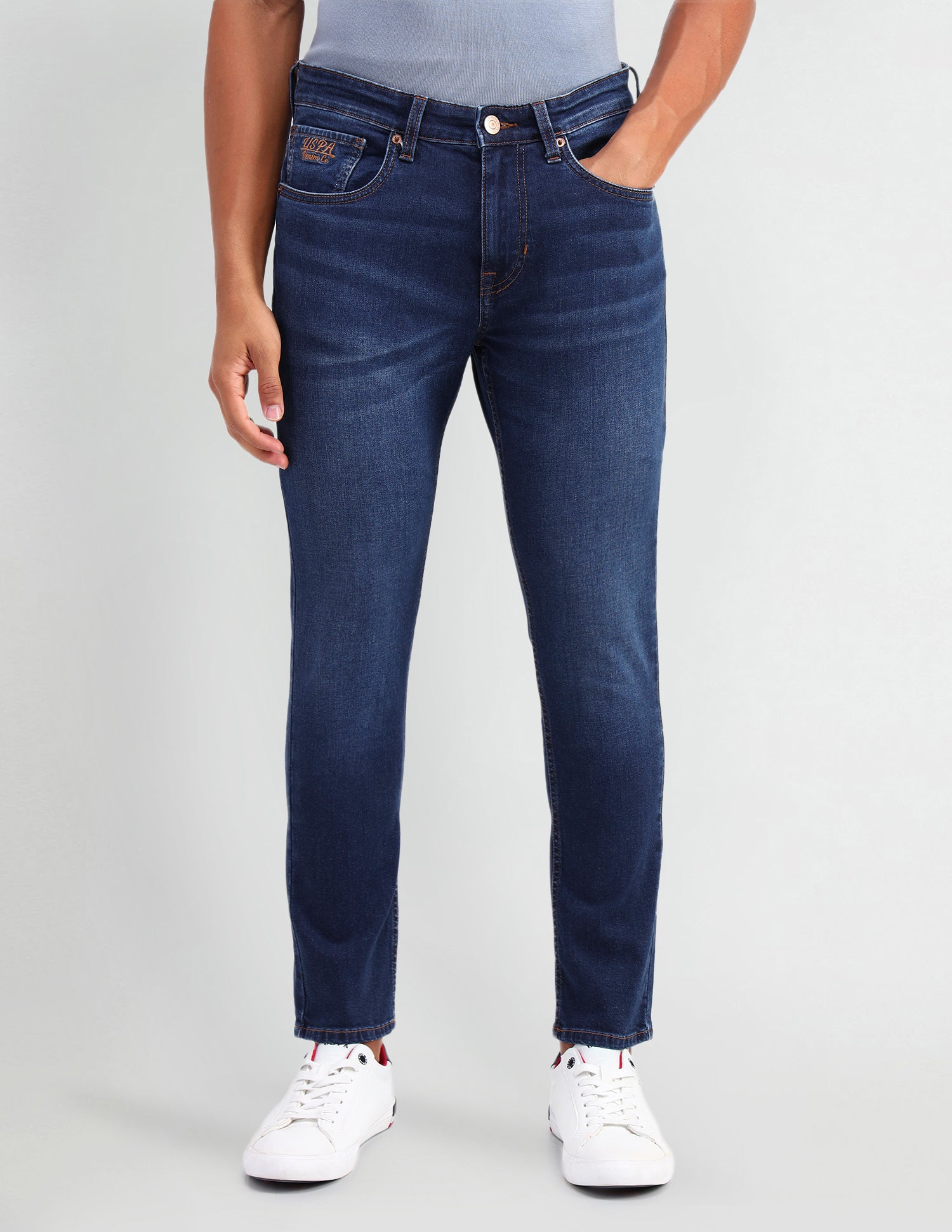 Henry Tapered Cropped Fit Blue Jeans Blue - U.S. Polo Assn. India | Large