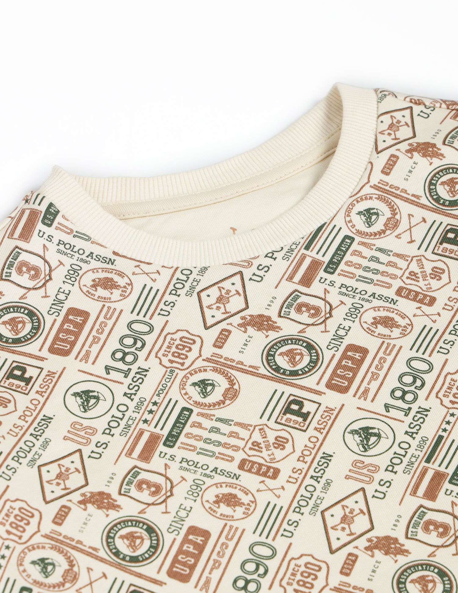 Boys Graphic Printed Cotton Sweatshirt Ecru - U.S. POLO ASSN. | Large