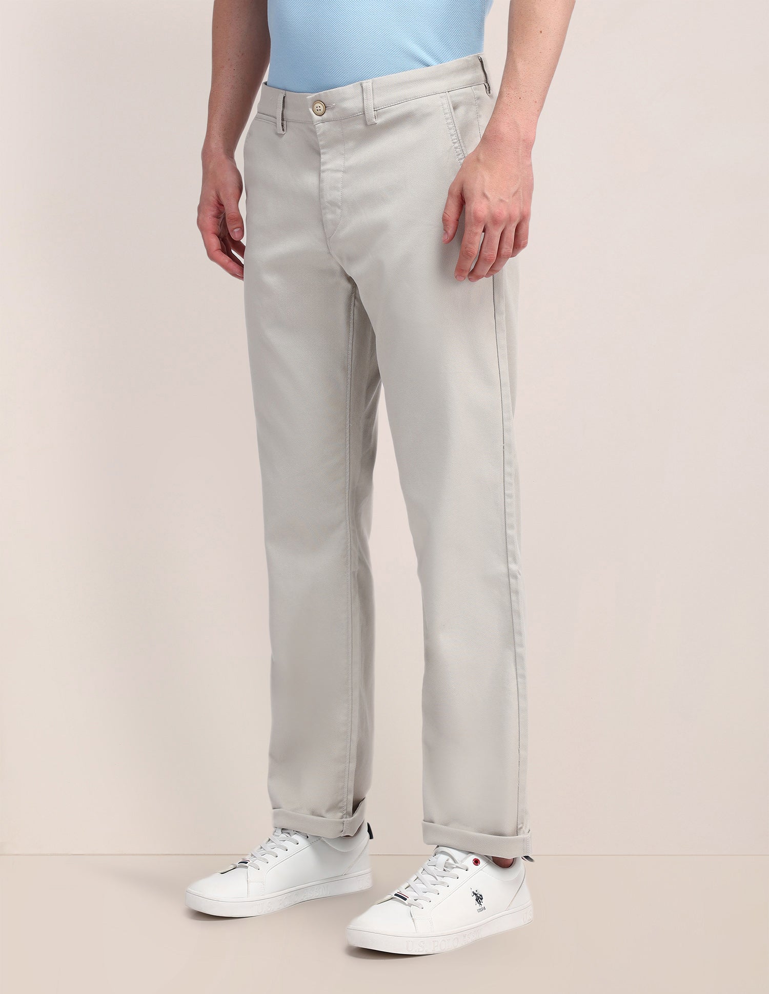 Riley Straight Fit Twill Trousers Stone - U.S. POLO ASSN. | Large