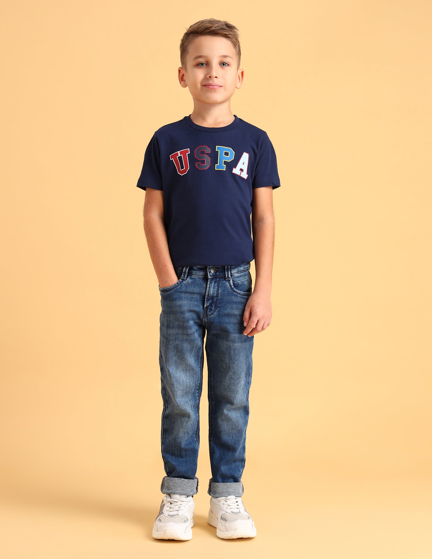 Boys Slim Fit Mid Rise Jeans Light-Blue - U.S. POLO ASSN. | Large